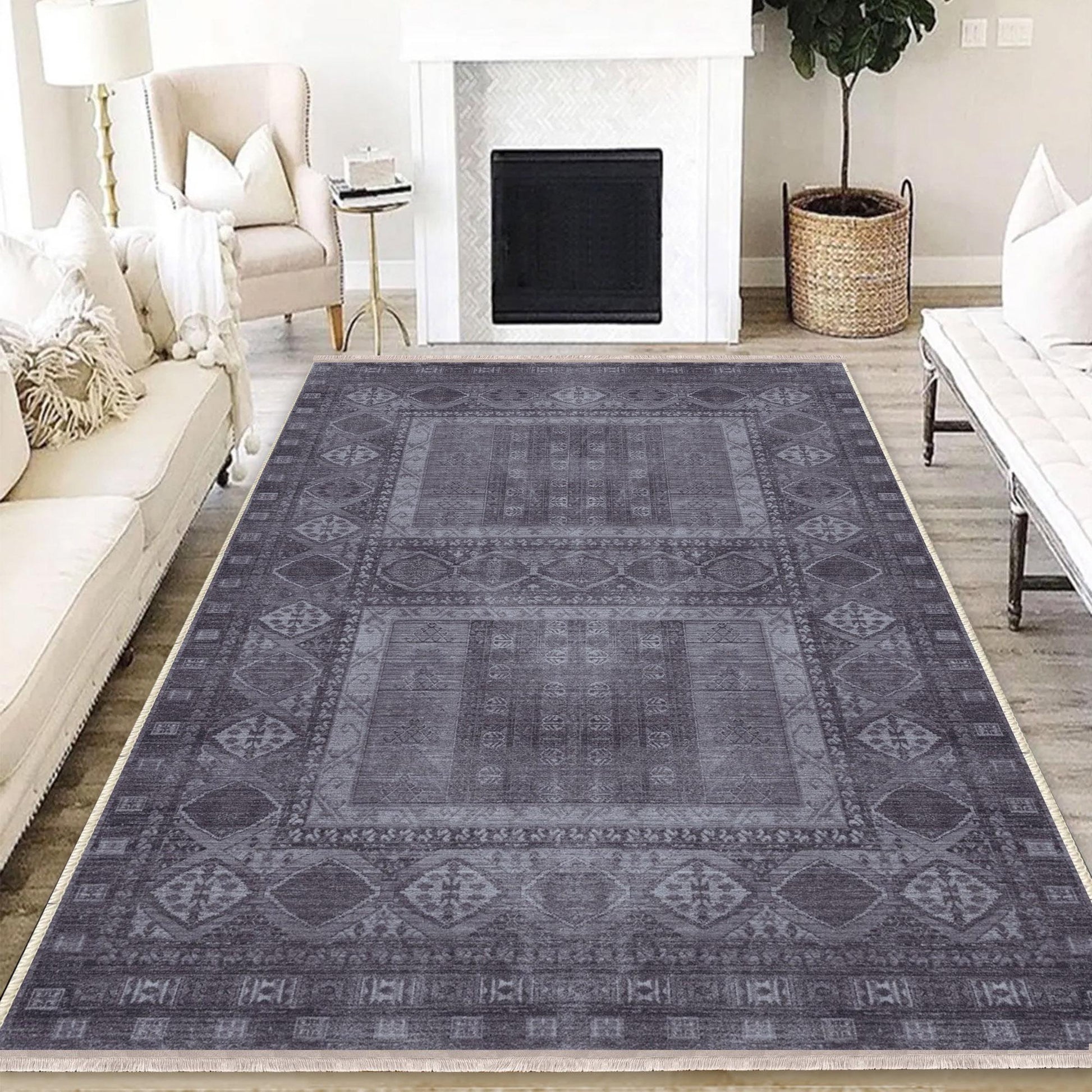 Authentic Ethnic Retro Persian Anatolian Turkish Kilim Area Rug, Washable Non Slip Living Room Rugs with pillow case gift, Brown Retro Rug