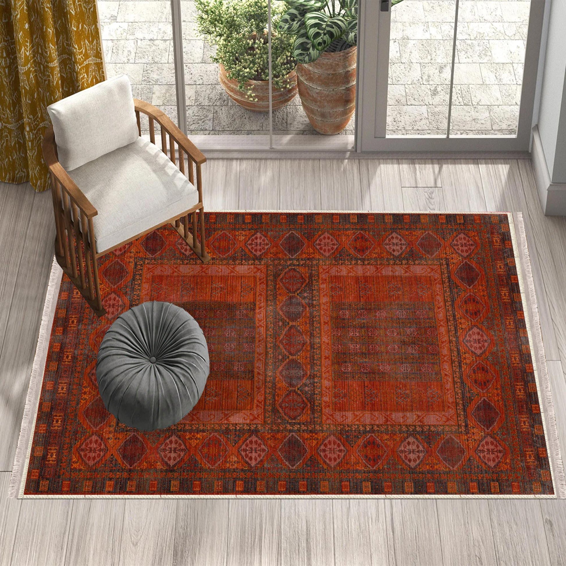 Authentic Ethnic Retro Persian Anatolian Turkish Kilim Area Rug, Washable Non Slip Living Room Rugs with pillow case gift, Housewarming Gift
