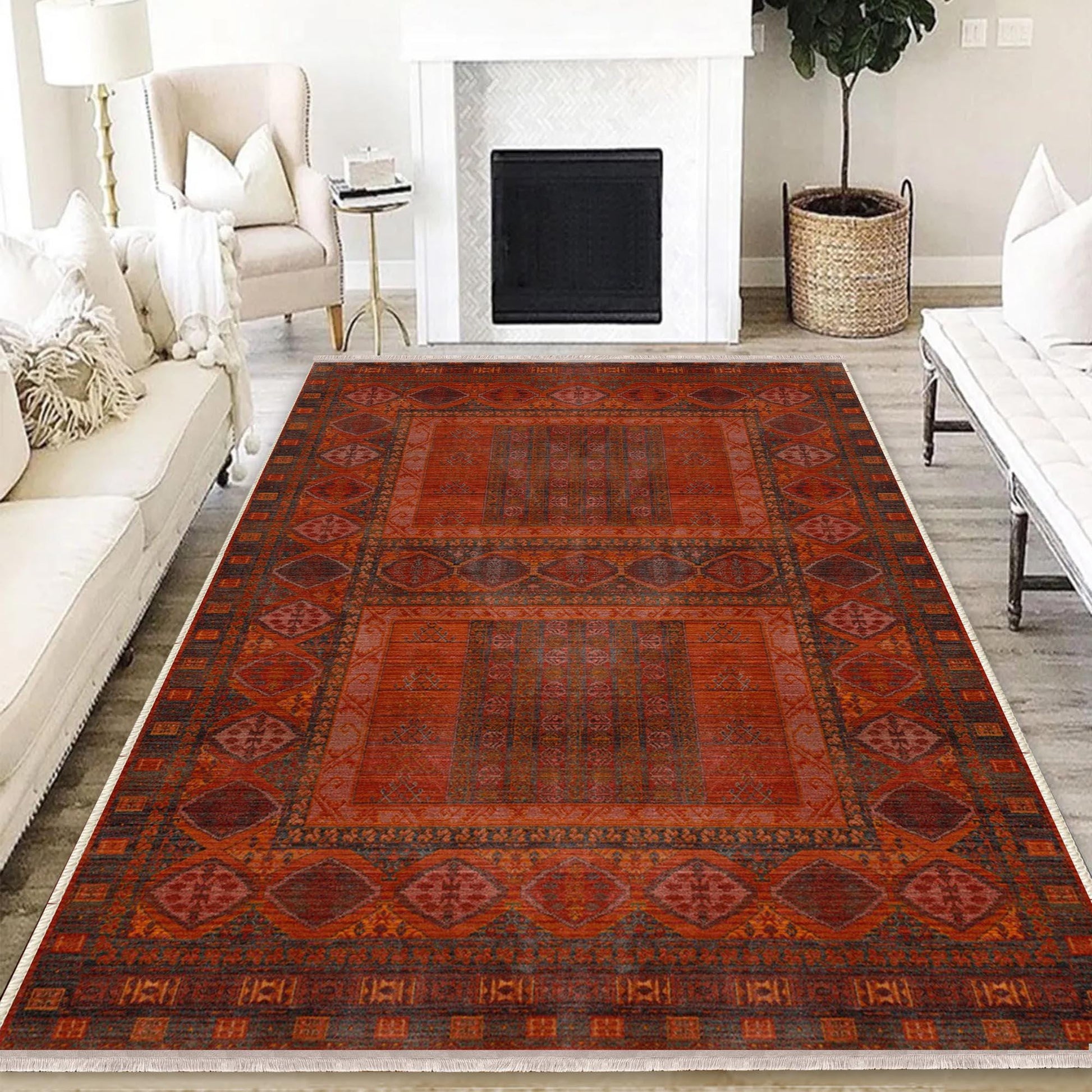 Authentic Ethnic Retro Persian Anatolian Turkish Kilim Area Rug, Washable Non Slip Living Room Rugs with pillow case gift, Housewarming Gift