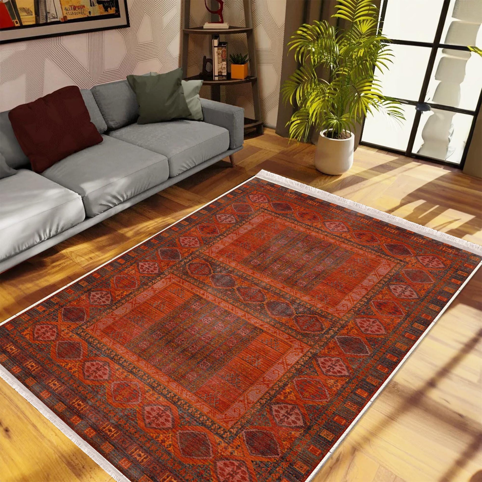 Authentic Ethnic Retro Persian Anatolian Turkish Kilim Area Rug, Washable Non Slip Living Room Rugs with pillow case gift, Housewarming Gift