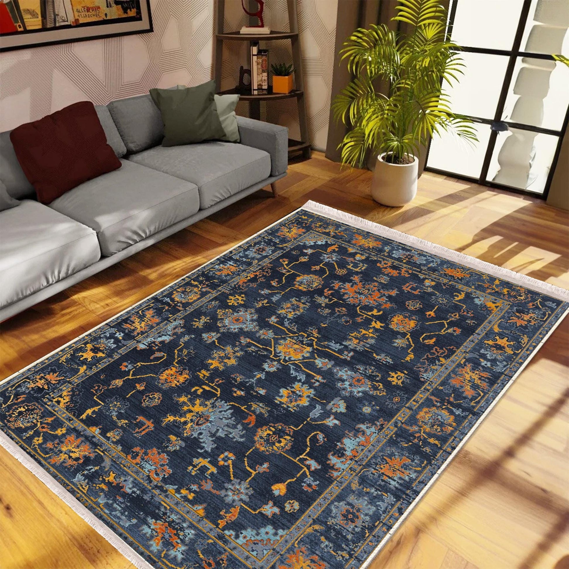 Authentic Ethnic Retro Persian Anatolian Turkish Kilim Area Rug, Washable Non Slip Living Room Rugs with pillow case gift, Housewarming Gift