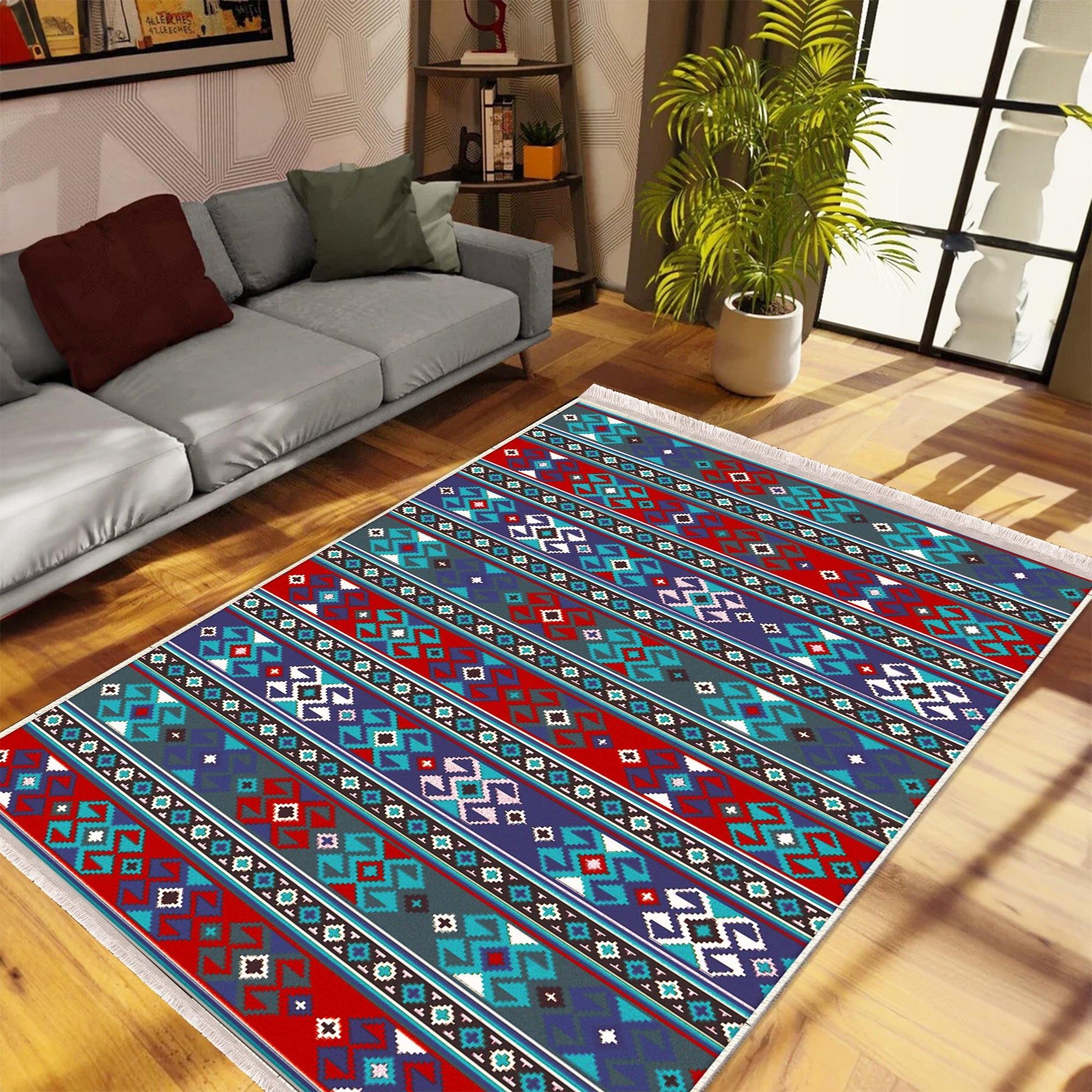 Authentic Ethnic Retro Persian Anatolian Turkish Kilim Area Rug, Washable Non Slip Living Room Rugs with pillow case gift, Housewarming Gift