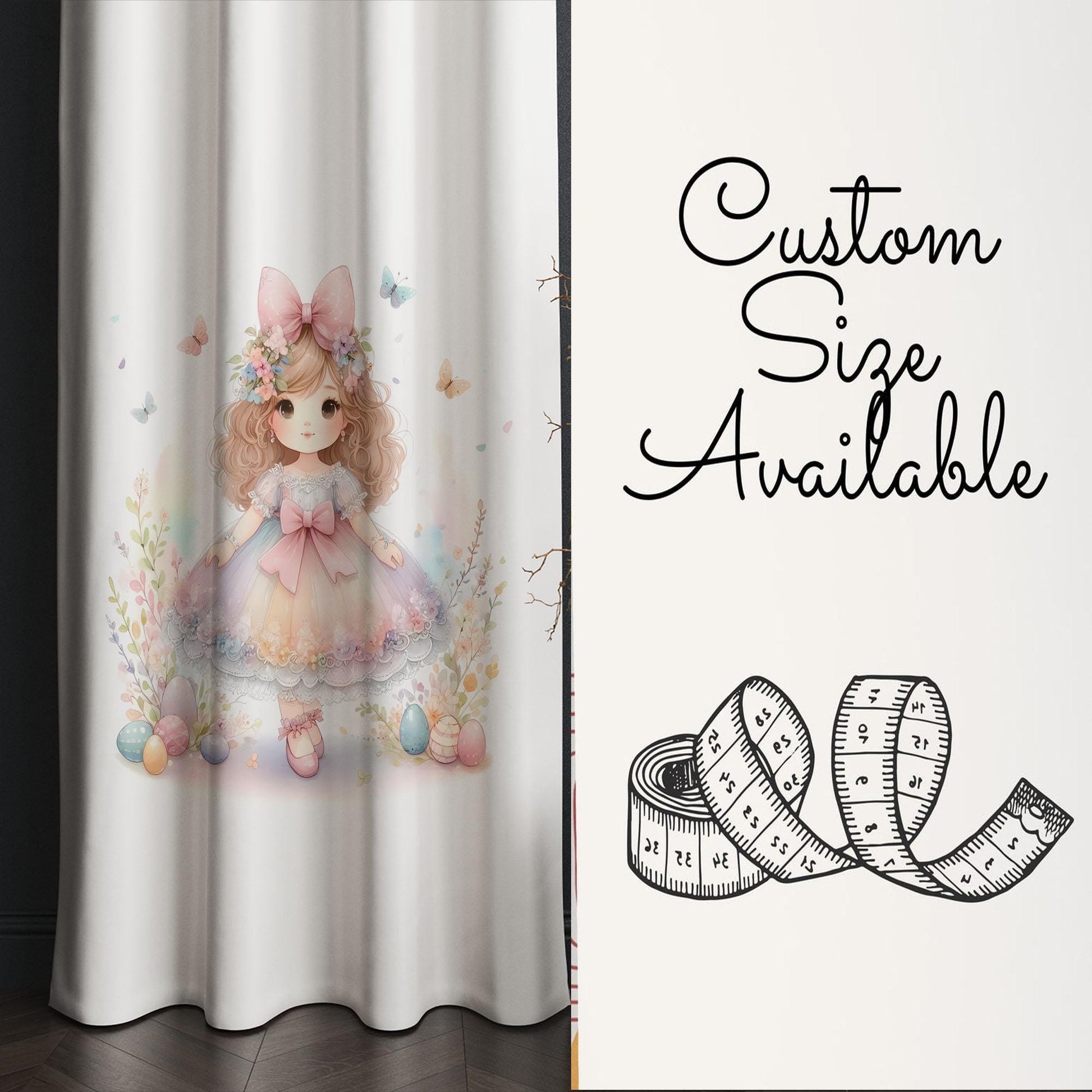 Cute Princess Girl Floral Kids Curtains & Pillow Covers, Custom Nursery Drapes, Room Decor for Girls ’ Bedroom Window Treatment