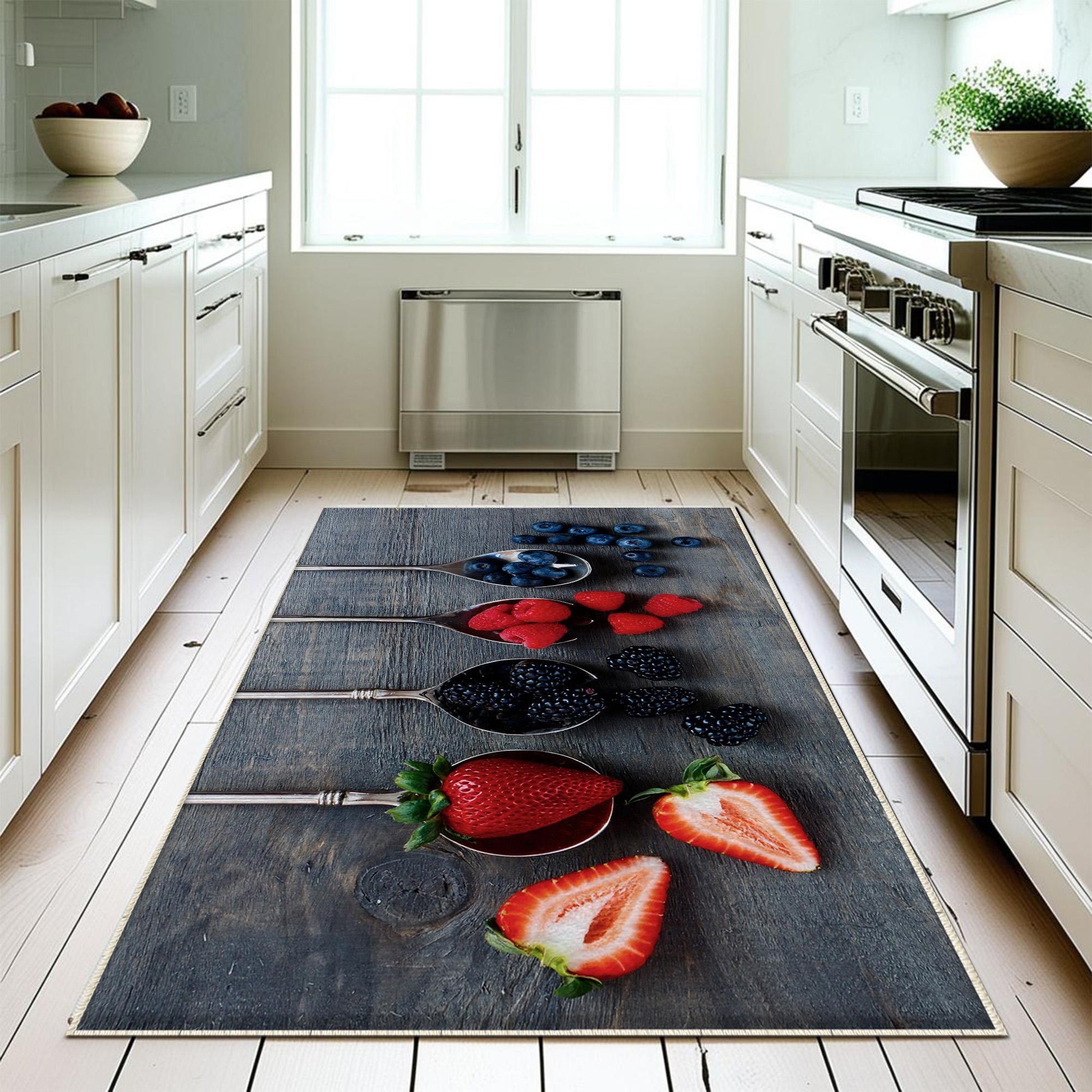 Fruits Theme Non-Slip Kitchen Runner Rug - Washable Floor Mat, Modern Home Decor Kitchen Mat, Durable Anti-Fatigue Mat