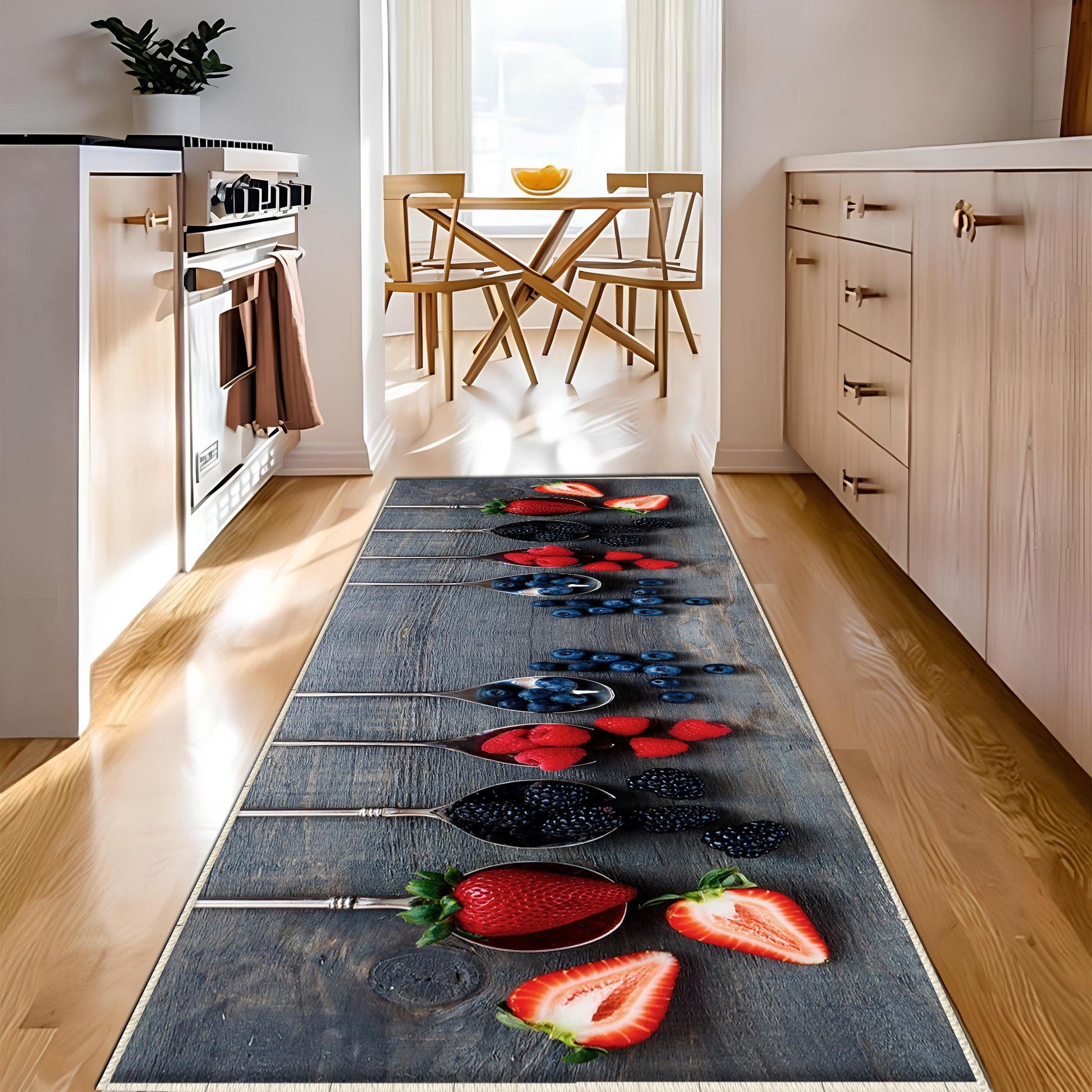 Fruits Theme Non-Slip Kitchen Runner Rug - Washable Floor Mat, Modern Home Decor Kitchen Mat, Durable Anti-Fatigue Mat