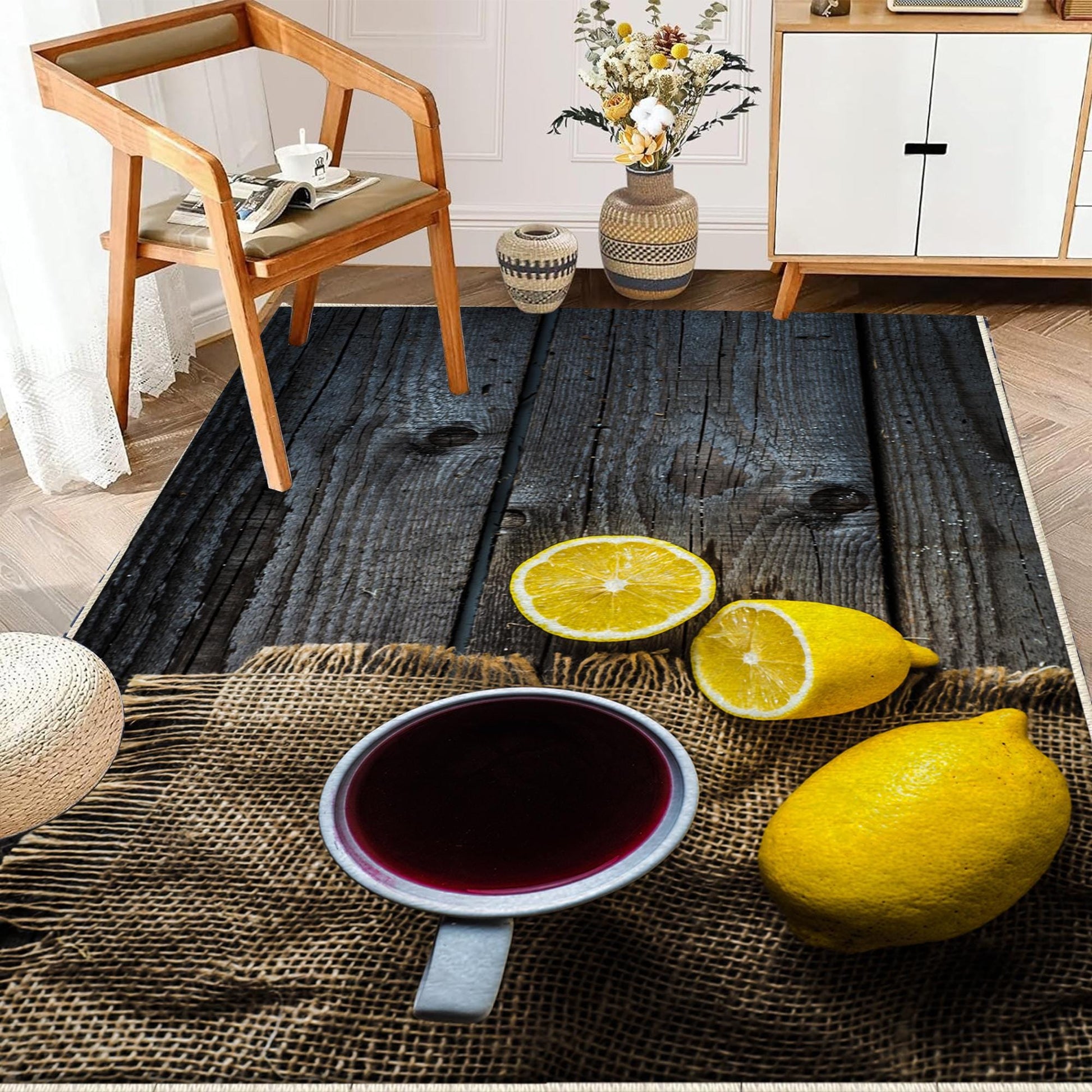 Lemons Kitchen Runner Rug Washable Non-Slip Mat, Modern Home Decor Floor Mat for Kitchen, Durable & Stylish Runner
