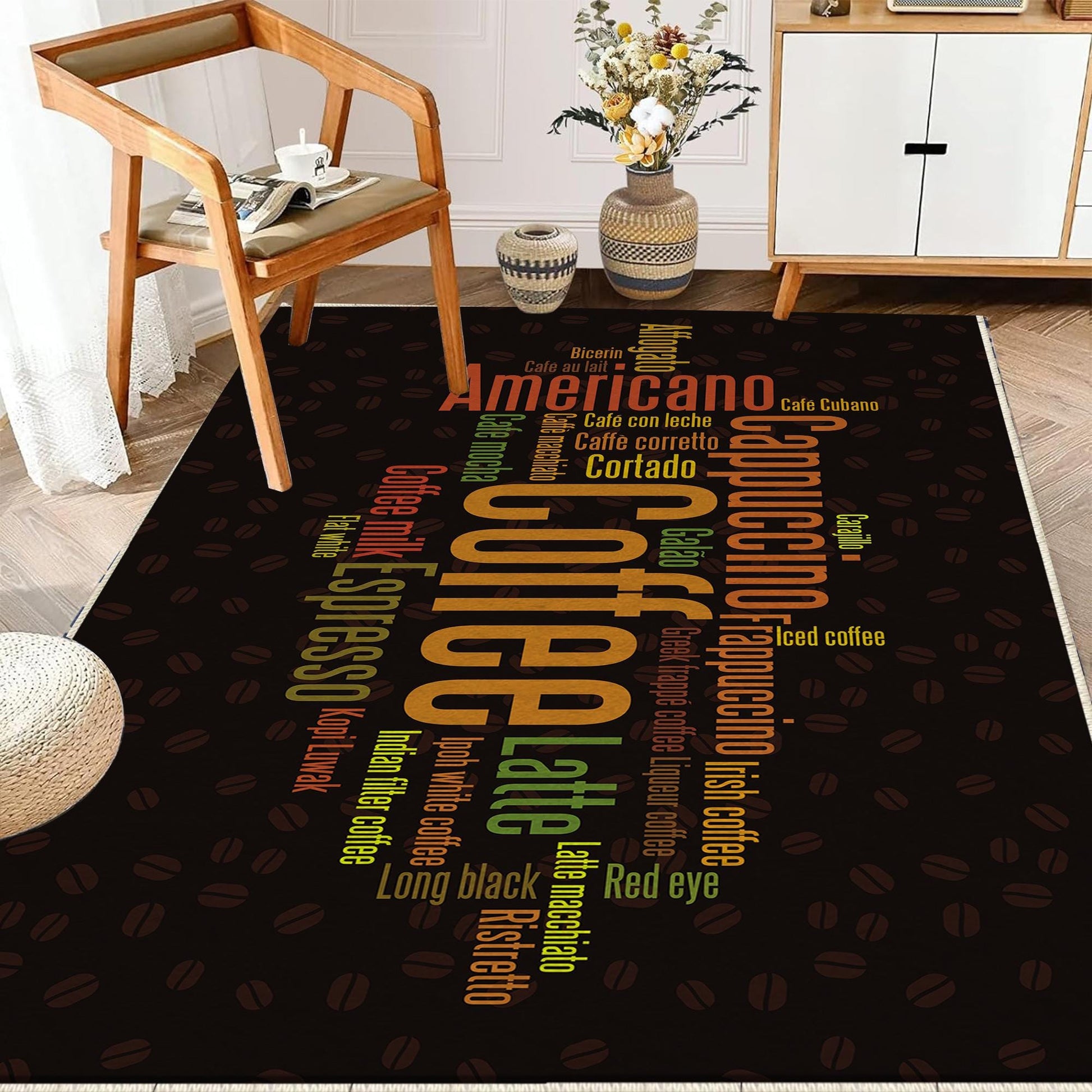 Coffee Theme Non-Slip Kitchen Runner Rug, Washable Modern Kitchen Mat, Home Decor Floor Mat for Cooking & Dining Areas