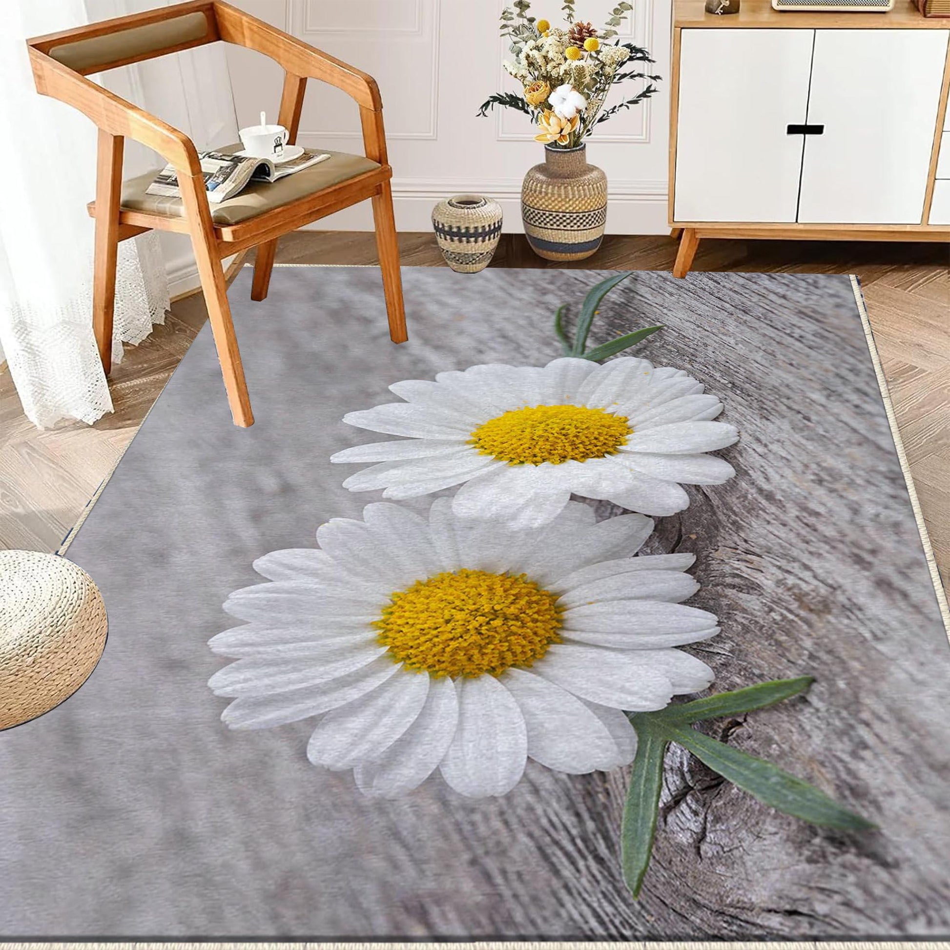 Daisy Floral Flowers Kitchen Runner Rug Non-Slip Washable Floor Mat Modern Floral Design Home Decor Kitchen Mat