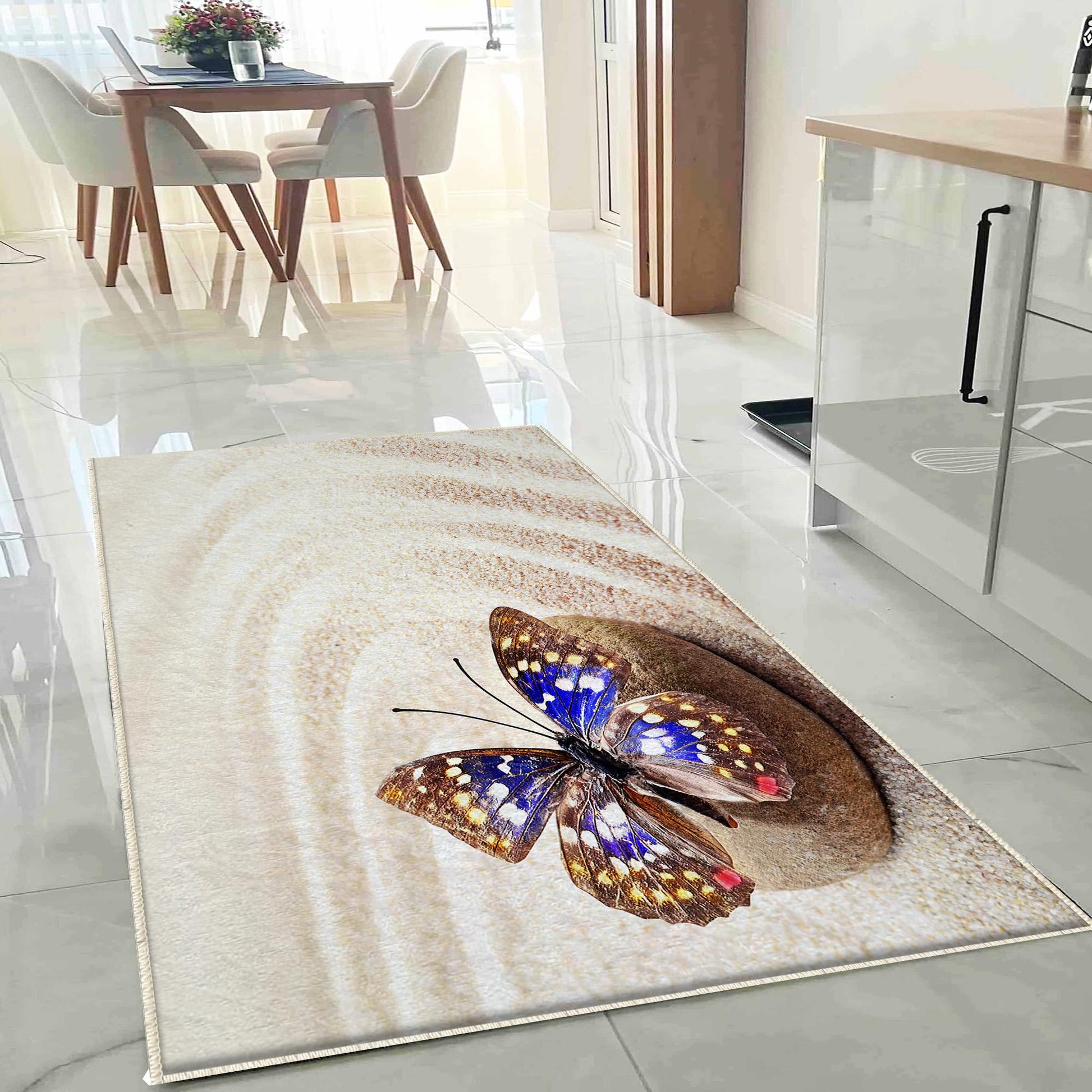 Butterfly Kitchen Runner Rug Non-Slip Washable Floor Mat, Modern Home Decor Kitchen Mat, Durable & Comfortable Non-Skid Kitchen Rug