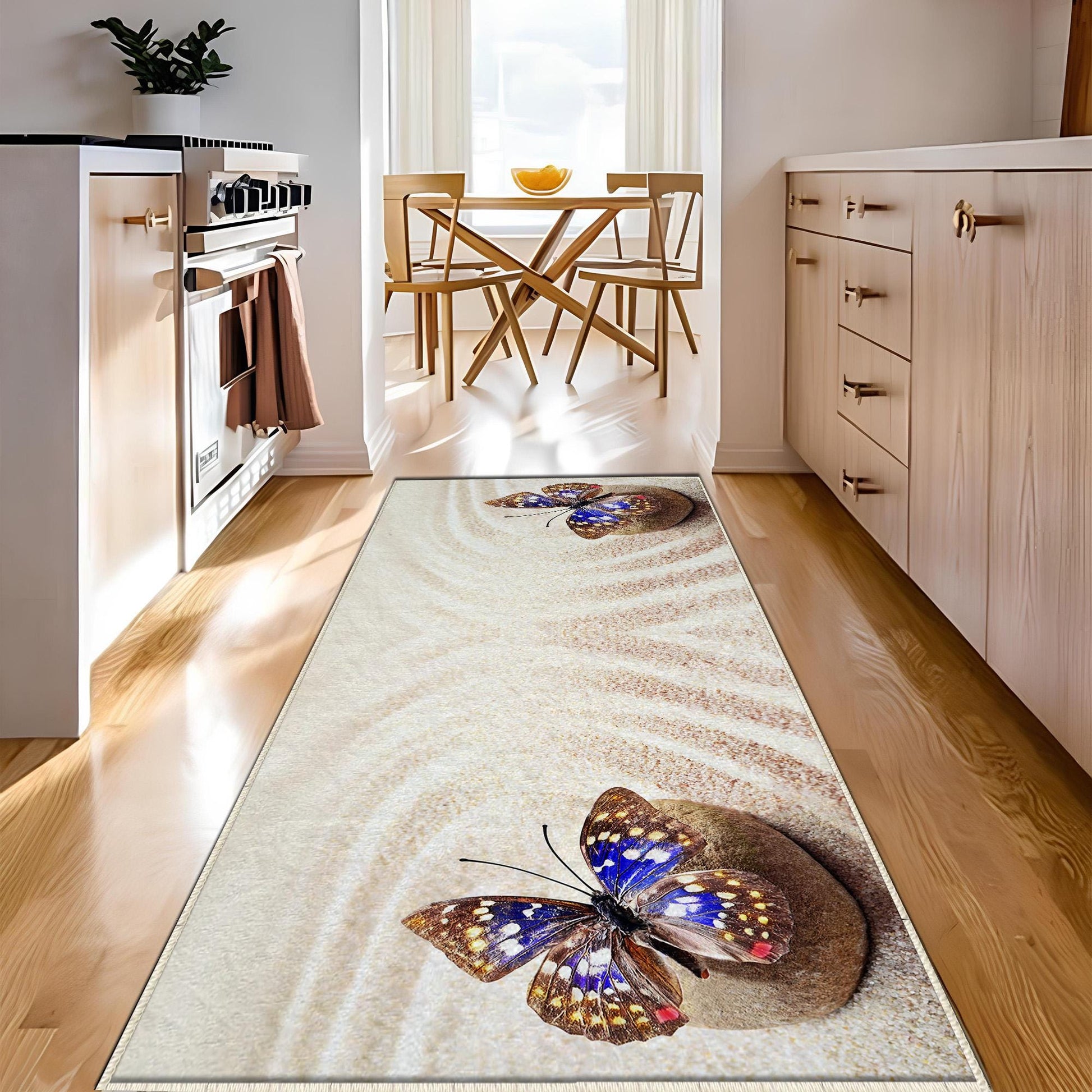 Butterfly Kitchen Runner Rug Non-Slip Washable Floor Mat, Modern Home Decor Kitchen Mat, Durable & Comfortable Non-Skid Kitchen Rug