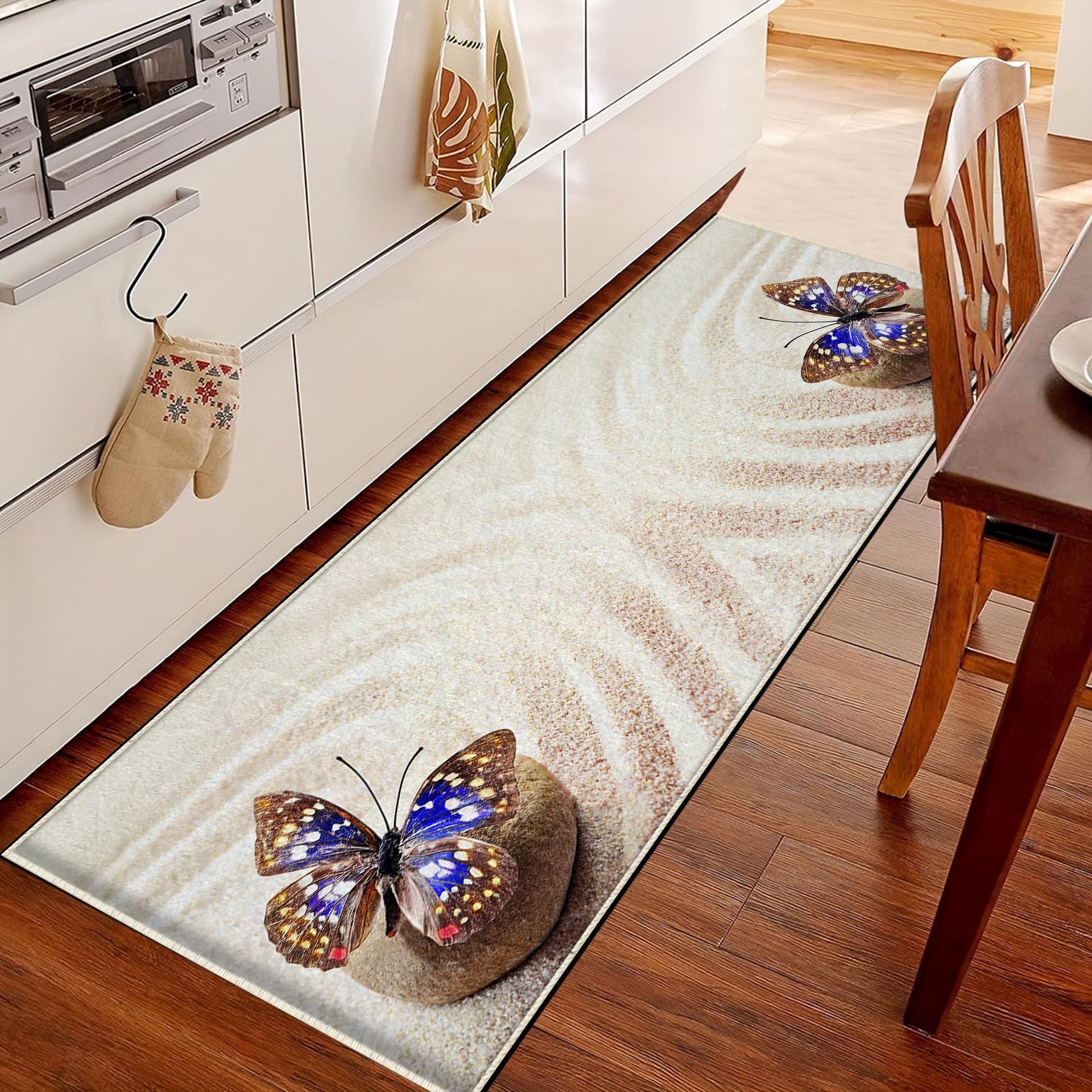 Butterfly Kitchen Runner Rug Non-Slip Washable Floor Mat, Modern Home Decor Kitchen Mat, Durable & Comfortable Non-Skid Kitchen Rug