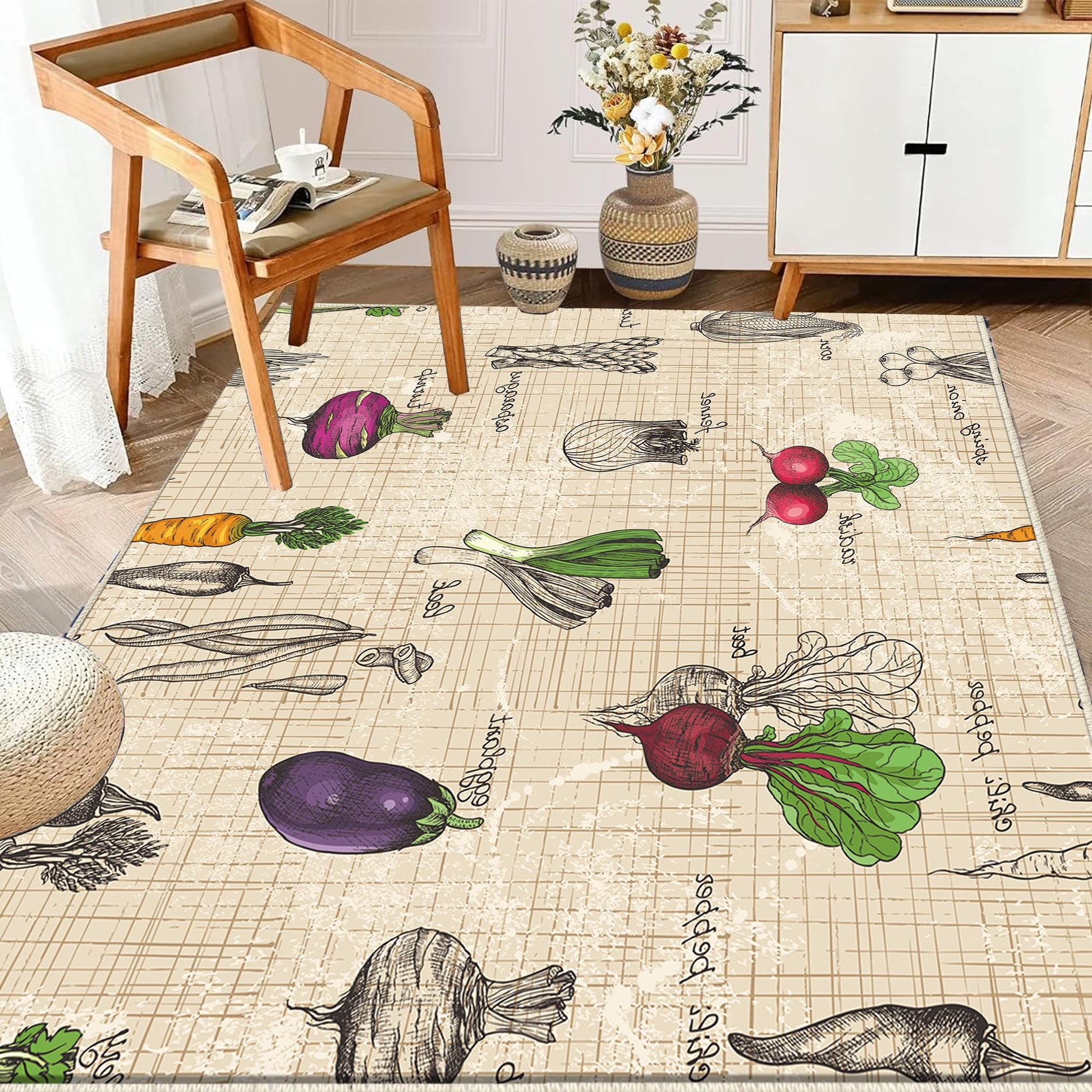 Vegetables Kitchen Runner Rug Non-Slip Washable Floor Mat Modern Decor Kitchen Mat Durable Anti-Fatigue Carpet Home Cooking Area Rug