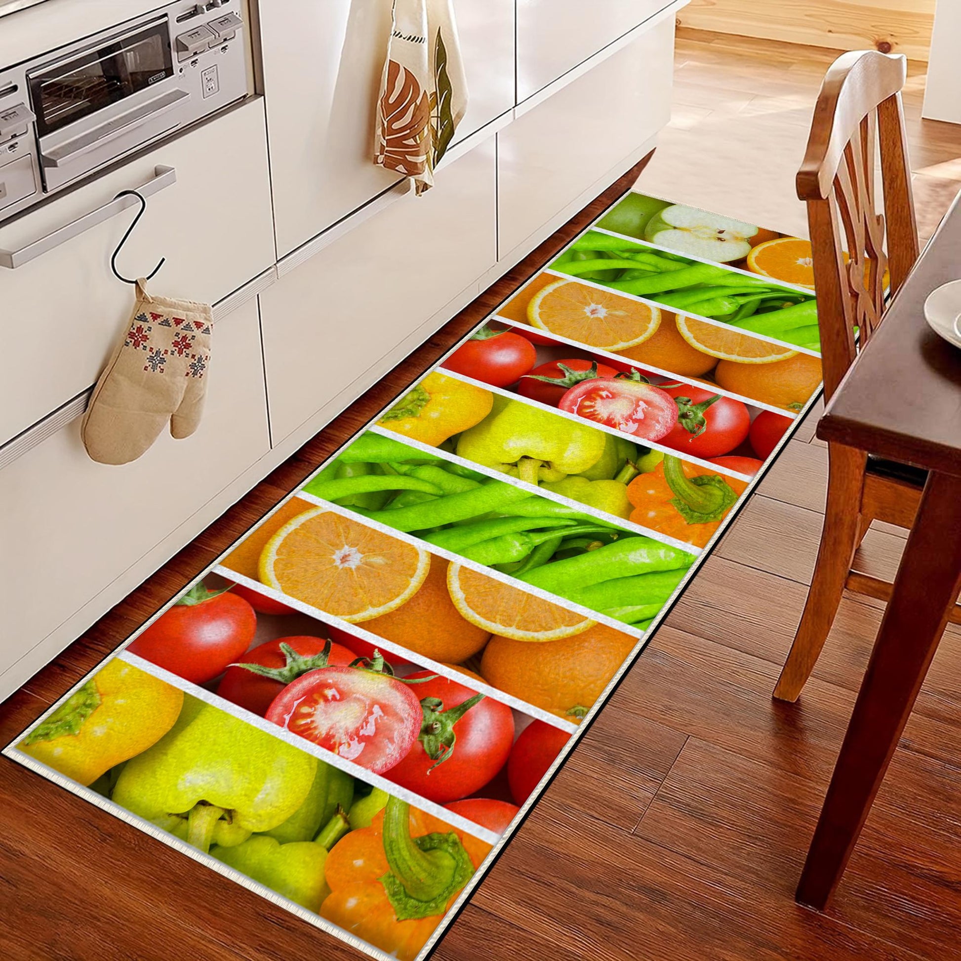 Vegetables Fruits Colorful Kitchen Runner Rug Non-Slip Washable Floor Mat, Modern Home Decor Kitchen Mat, Soft Durable Kitchen Carpet