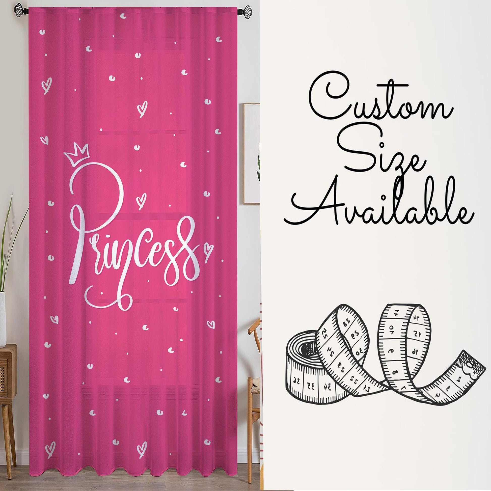 Cute Pink White Princess Sheer Curtain for Girls Kids Room, Lightweight Pink Nursery Net Voile, Kids Room Window Drapes, Machine Washable