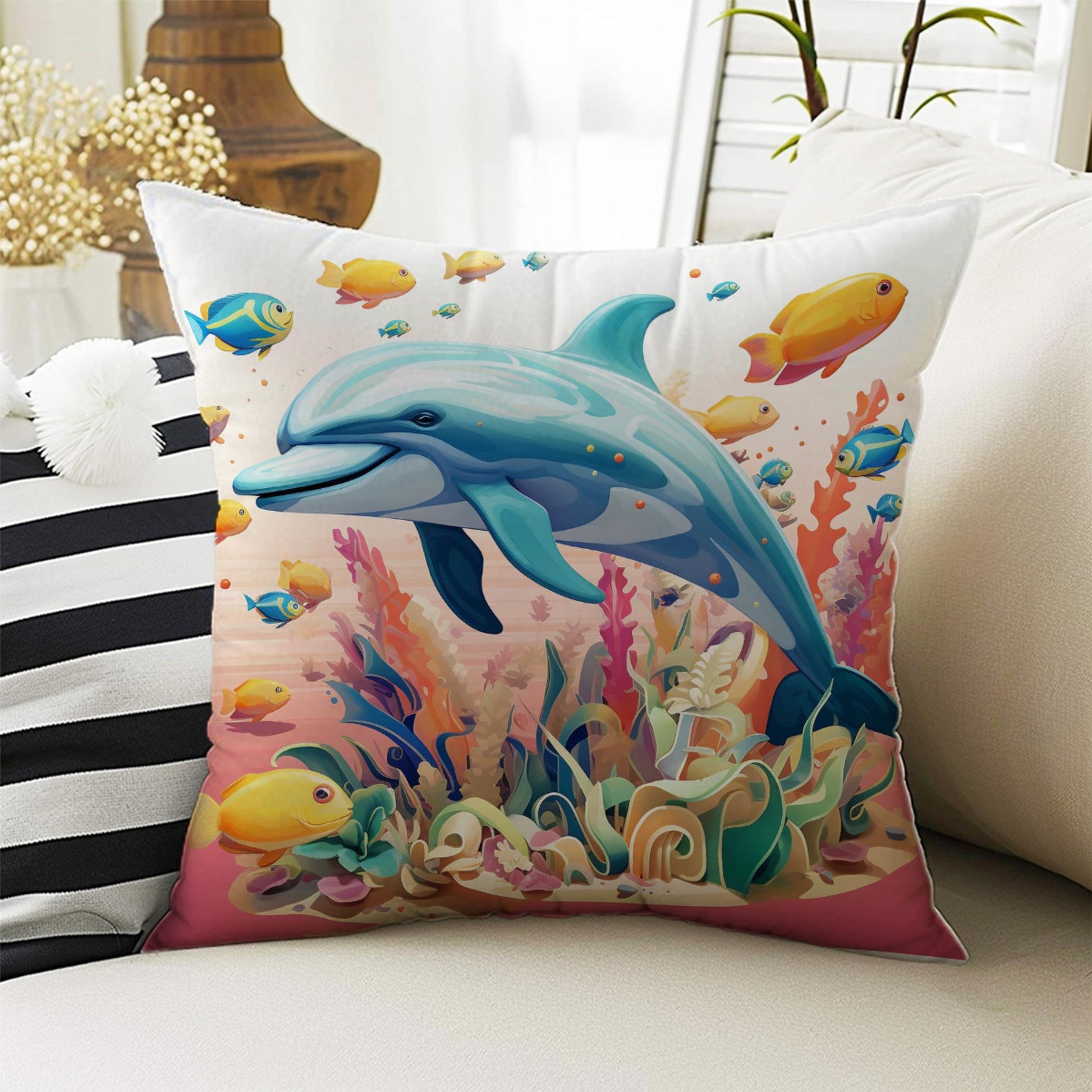 Cute Animals Pillow Covers for Kids Room & Playroom Decor, Bold Nursery Cushion Covers, Decorative Animal Themed Throw Pillowcases