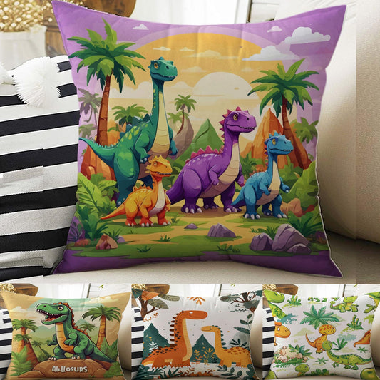 Kids Room Decor Cute Dinosaur Pillow Covers, Bold Nursery Cushion & Decorative Children Throw Pillowcases for Playroom