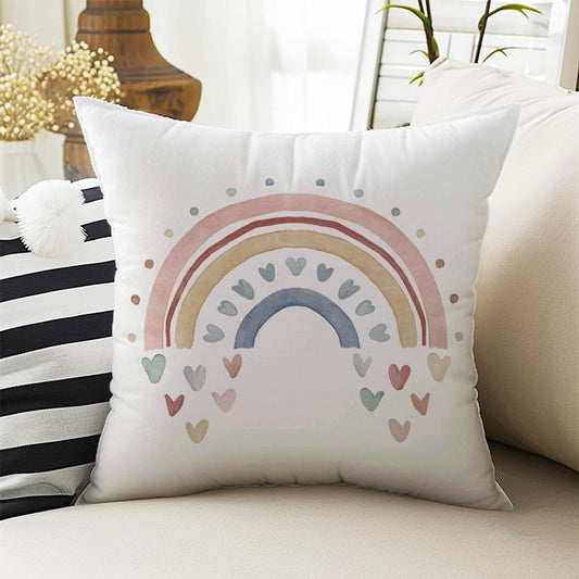 Kids Room Decor Boho Colorful Pink Rainbow Clouds Pillow Covers, Bold Nursery Cushion & Decorative Children Throw Pillowcases for Playroom