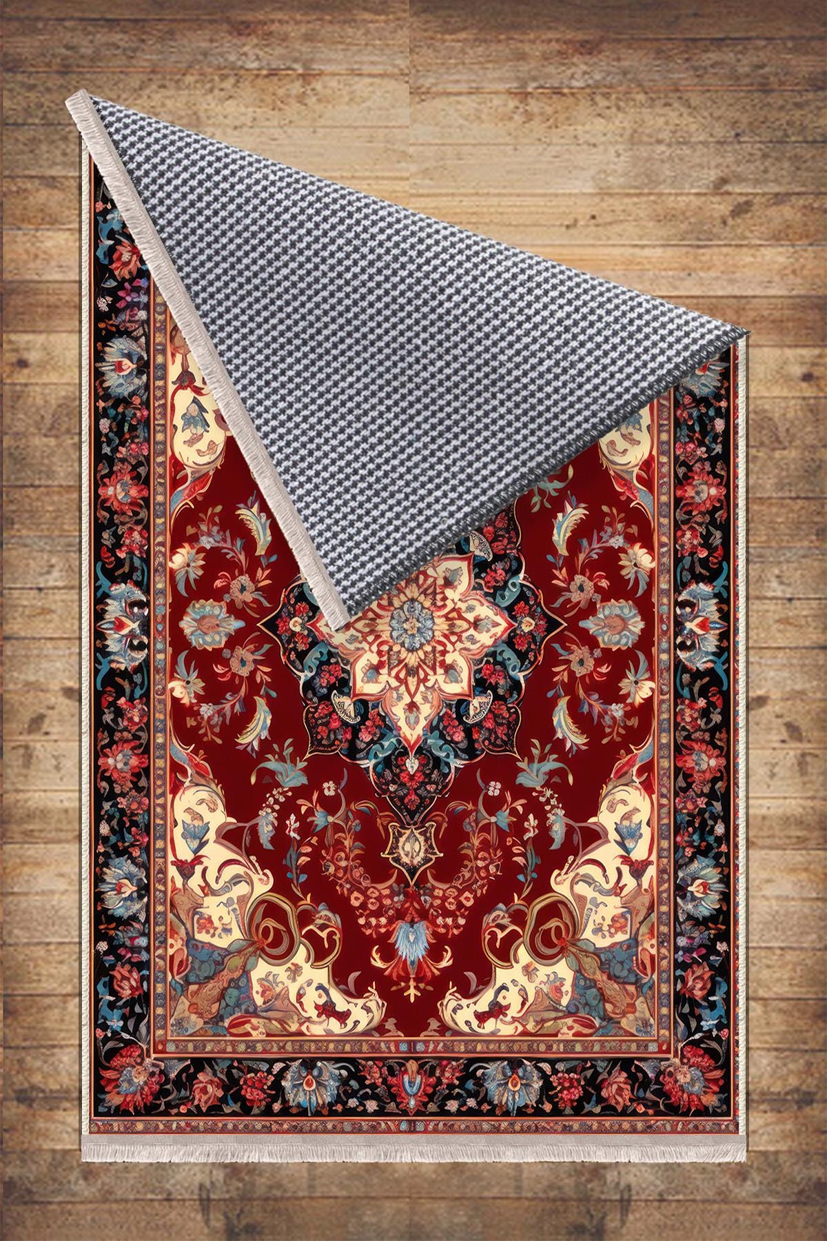 Persian Vintage Style Rug, Red Burgundy Turkish Ottoman Carpet, Soft Textured Kitchen Runner Bohemian Area Rug for Living Room Bedroom