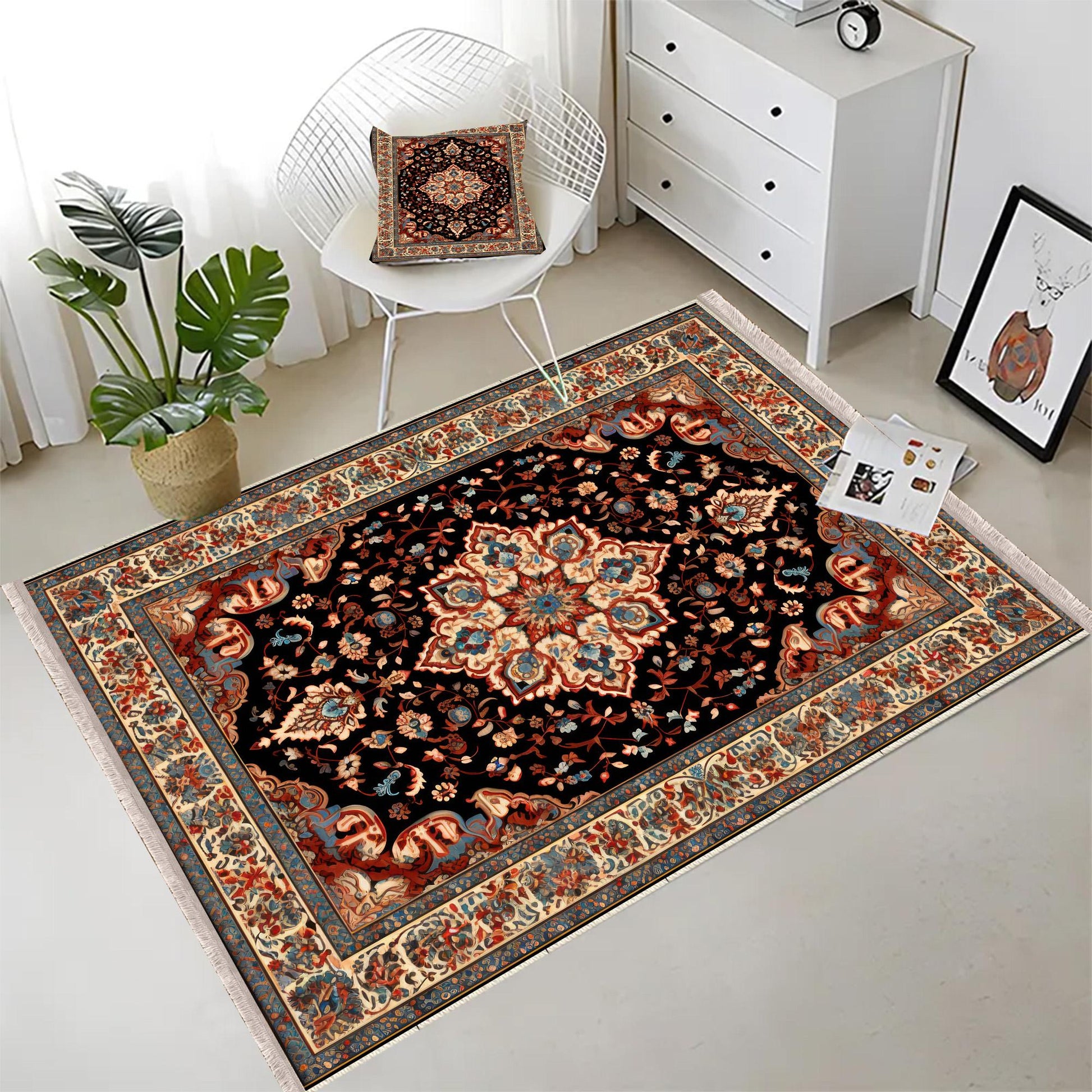 Persian Floral Victorian Rug Brown Orange Turkish Medieval Carpet Soft Textured Kitchen Runner Bohemian Area Rug