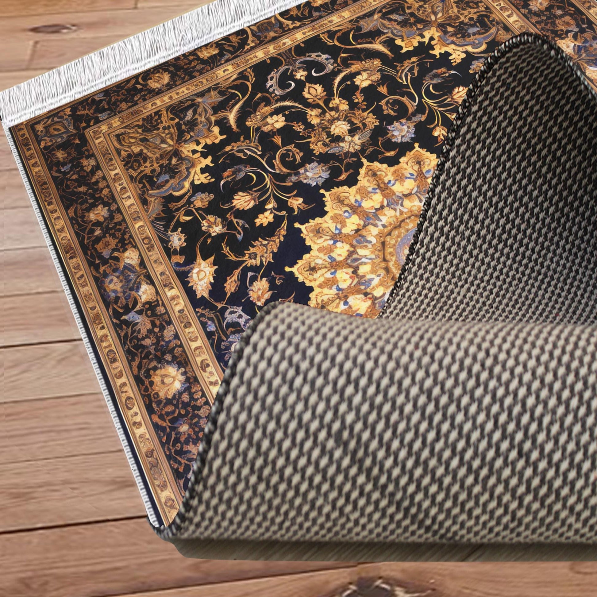 Persian Ethnic Victorian Tribal Rug - Brown Yellow Black Turkish Floral Medieval Carpet, Soft Textured Kitchen Runner Bohemian Area Rug