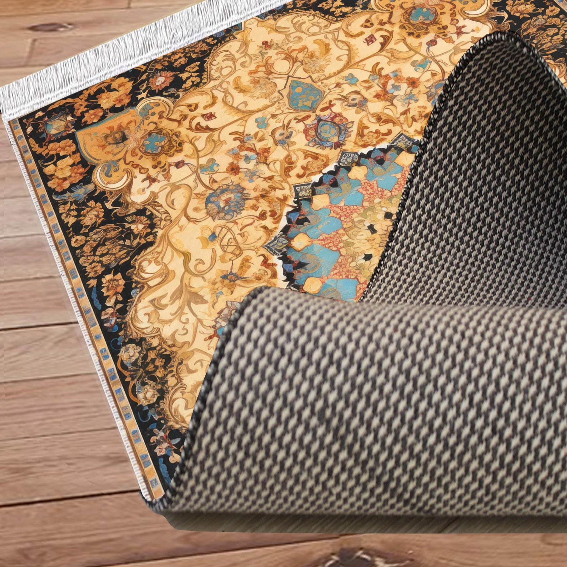 Persian Ethnic Victorian Tribal Rug - Brown Yellow Green Turkish Floral Medieval Carpet, Soft Textured Kitchen Runner Bohemian Area Rug
