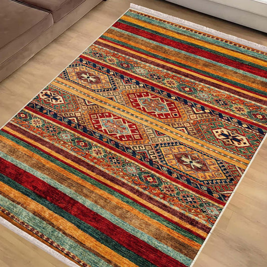 Authentic Ethnic Retro Persian Non-Slip Turkish Kilim Area Rug, Washable Living Room Rugs with pillow case gift, Housewarming Gift