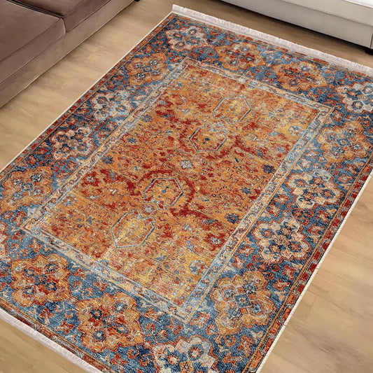 Authentic Ethnic Retro Persian Non-Slip Turkish Kilim Area Rug, Washable Living Room Rugs with pillow case gift, Housewarming Gift
