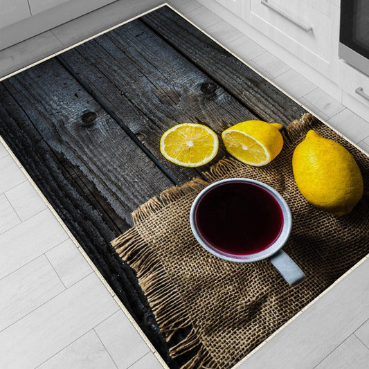 Lemons Kitchen Runner Rug Washable Non-Slip Mat, Modern Home Decor Floor Mat for Kitchen, Durable & Stylish Runner
