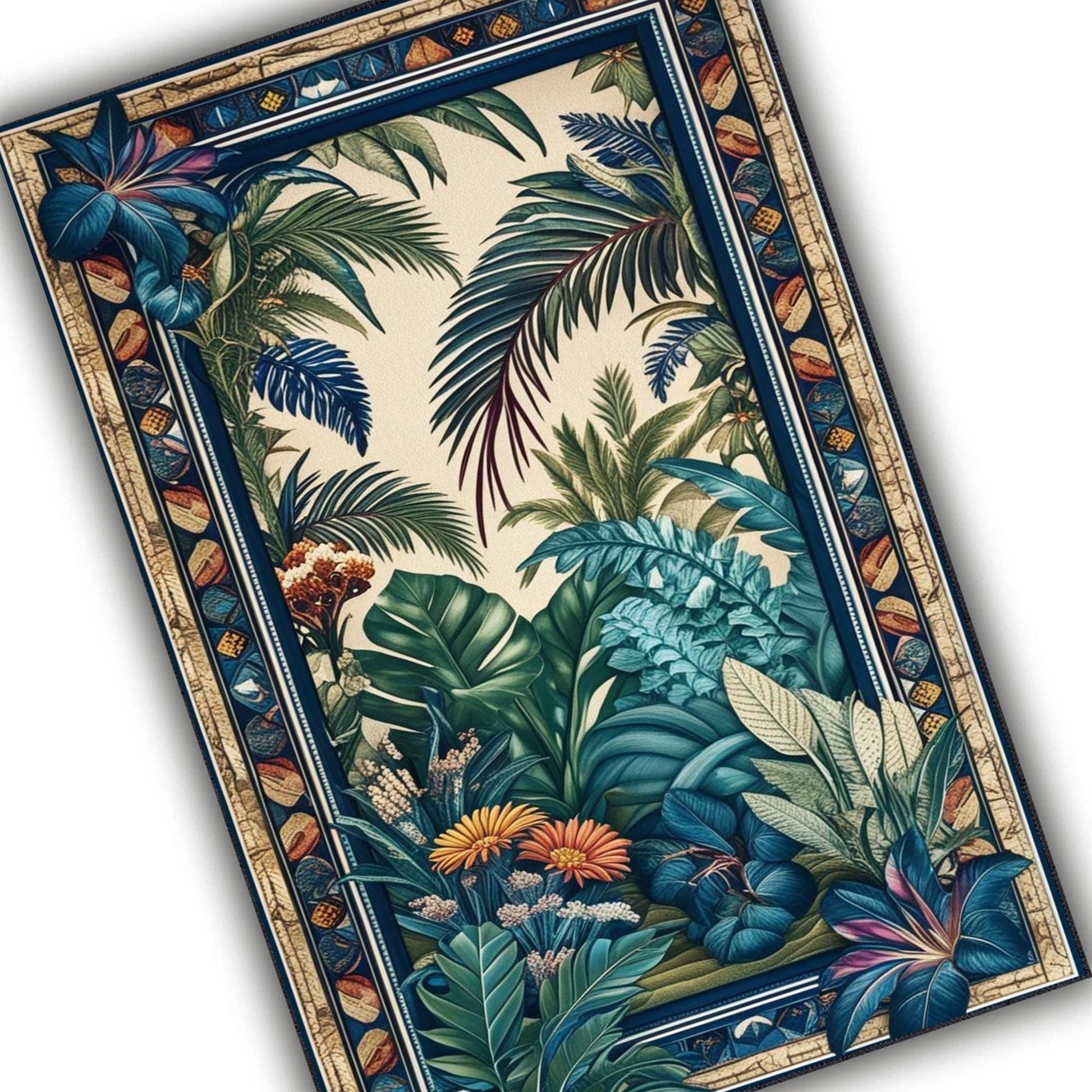 Tropical Forest Area Rug Non-Slip - Palm Trees Jungle Floral Carpet for Living Room Boho Botanical Nature Floor Decor