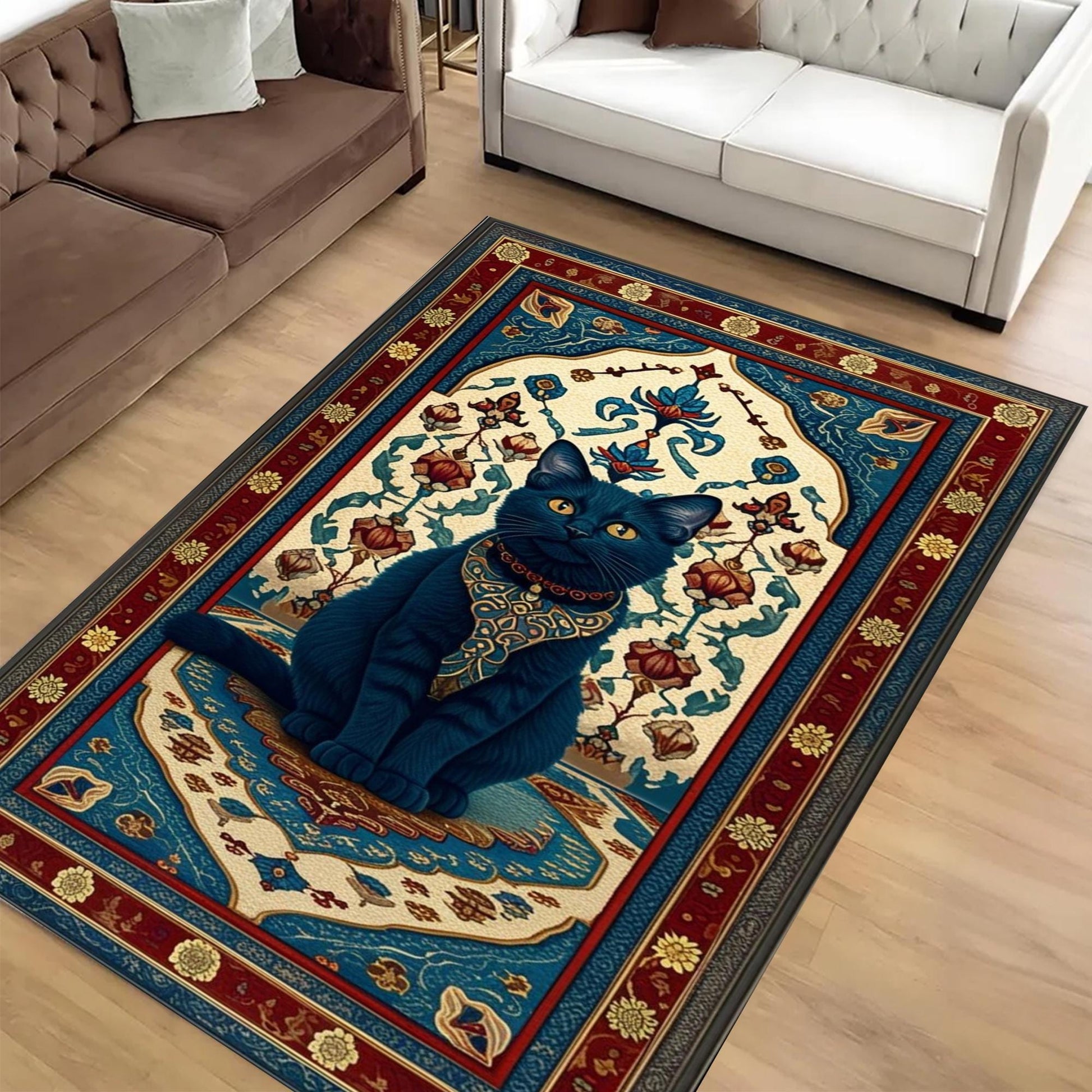 Whimsical Cat Rug Gothic Decor Dark Cottagecore Dark Academia Rug Moody Maximalism Cat Lovers Housewarming Gift