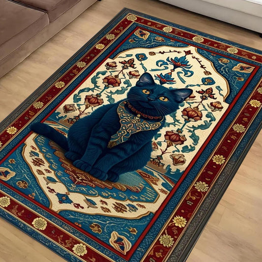 Whimsical Cat Rug Gothic Decor Dark Cottagecore Dark Academia Rug Moody Maximalism Cat Lovers Housewarming Gift