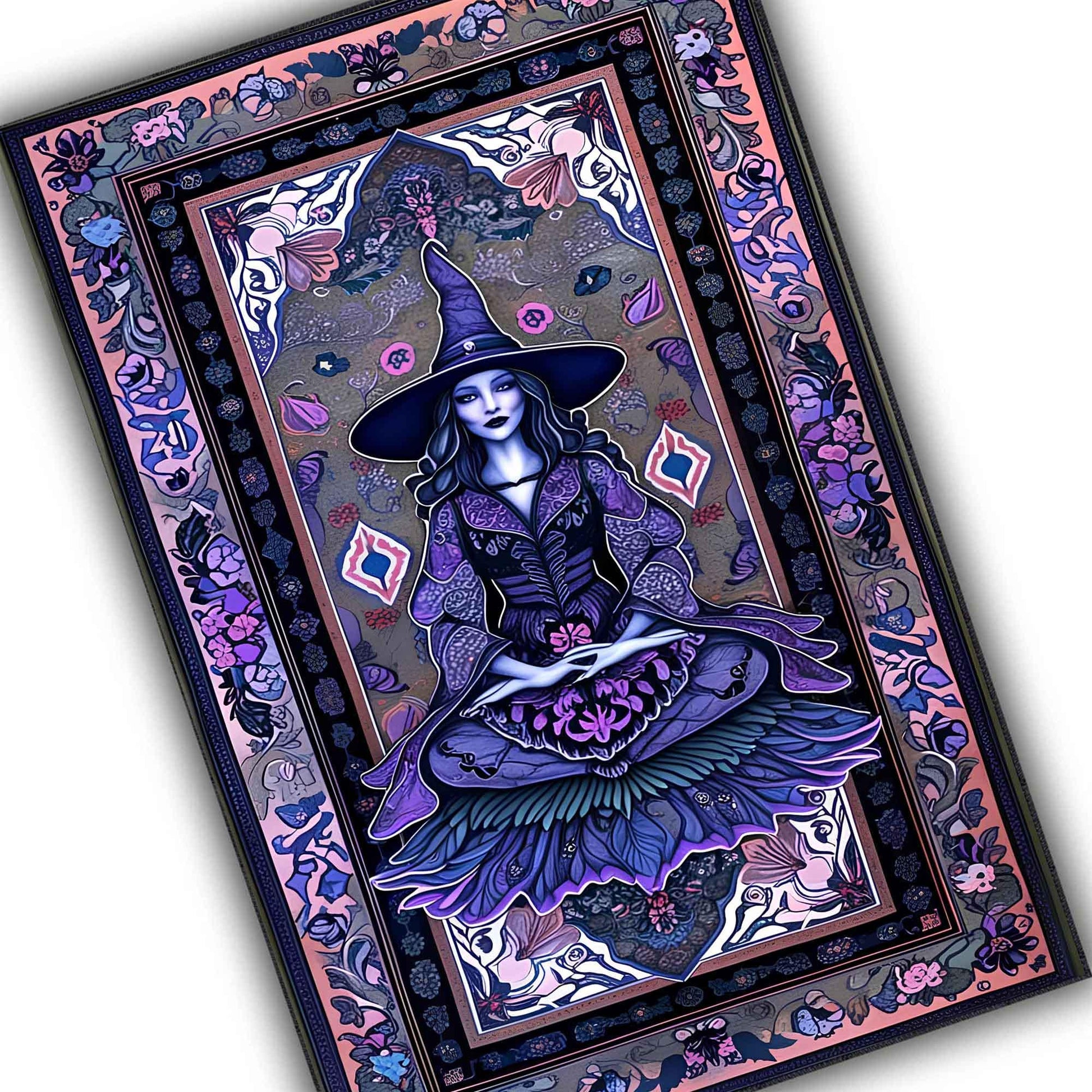 Witchcraft Rug Purple Gothic Floral Mystical Magical Decor for Bedroom Witchy Gift Ethereal Botanical Rug Whimsigoth Aesthetic