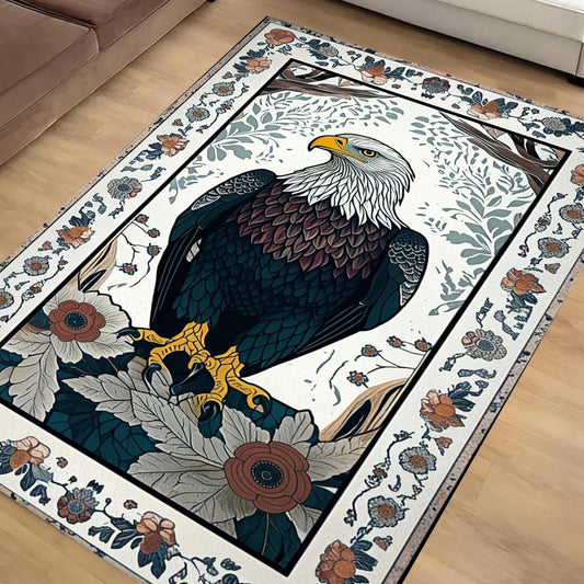 Rustic Eagle Area Rug – Majestic Bald Eagle Decor, Cabin & Lodge Animal Rug, Rustic Home & Country Maximalist Room Decoration Gift