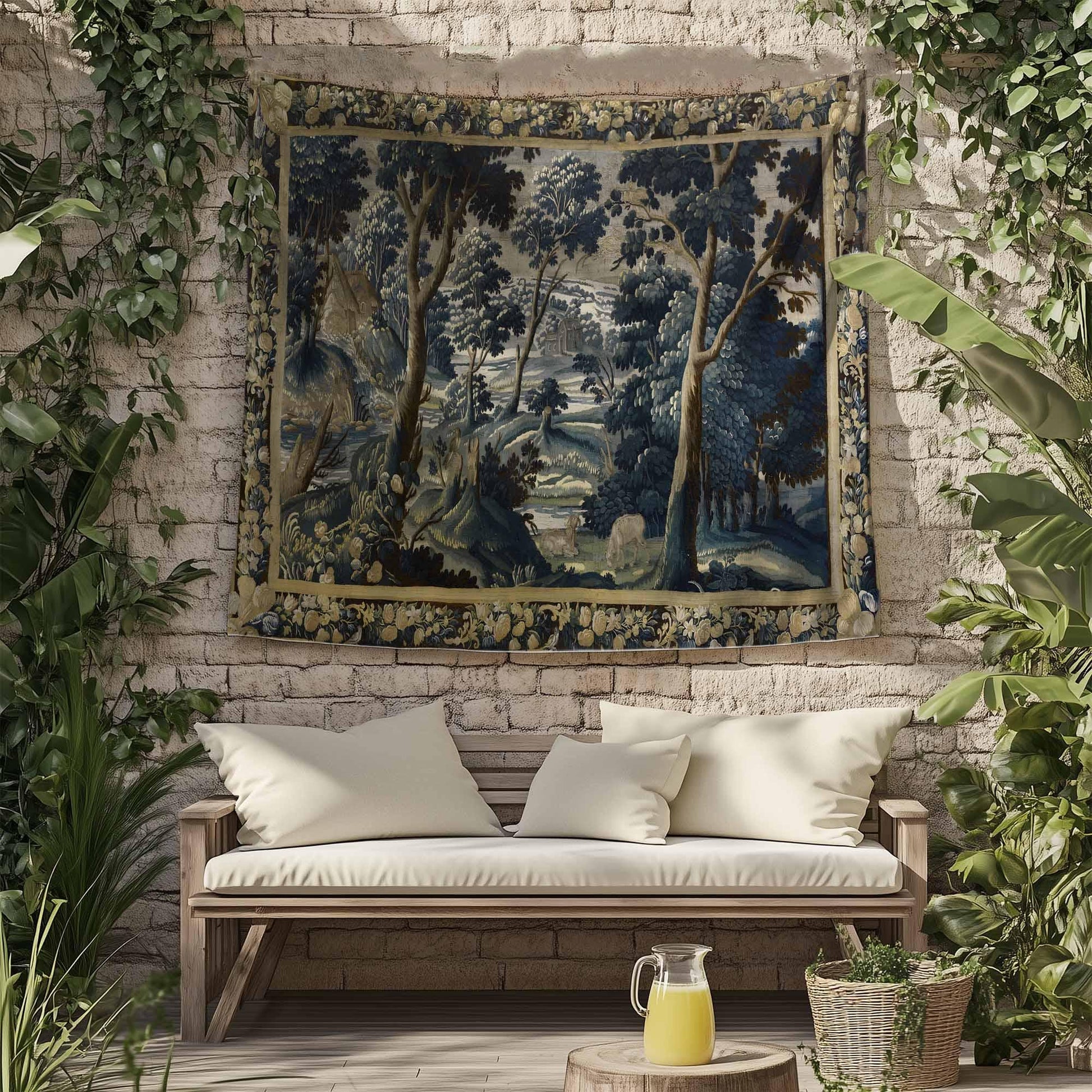 Fairy Forest Medieval Tapestry Wall Decor, Ethereal Dark Academia, Mystic Woodland, Botanical Forestcore Hanging, Dark Fantasy Wall Tapestry