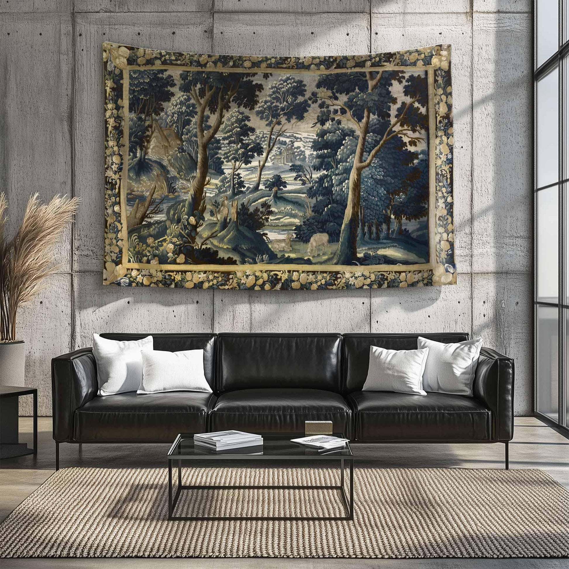 Fairy Forest Medieval Tapestry Wall Decor, Ethereal Dark Academia, Mystic Woodland, Botanical Forestcore Hanging, Dark Fantasy Wall Tapestry