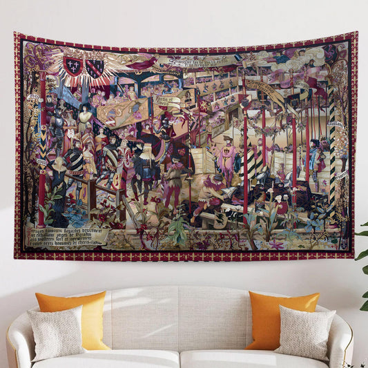French Wall Tapestry Le Tournai Vintage Style Lightweight Hanging Art for Living Room & Bedroom Home Decor