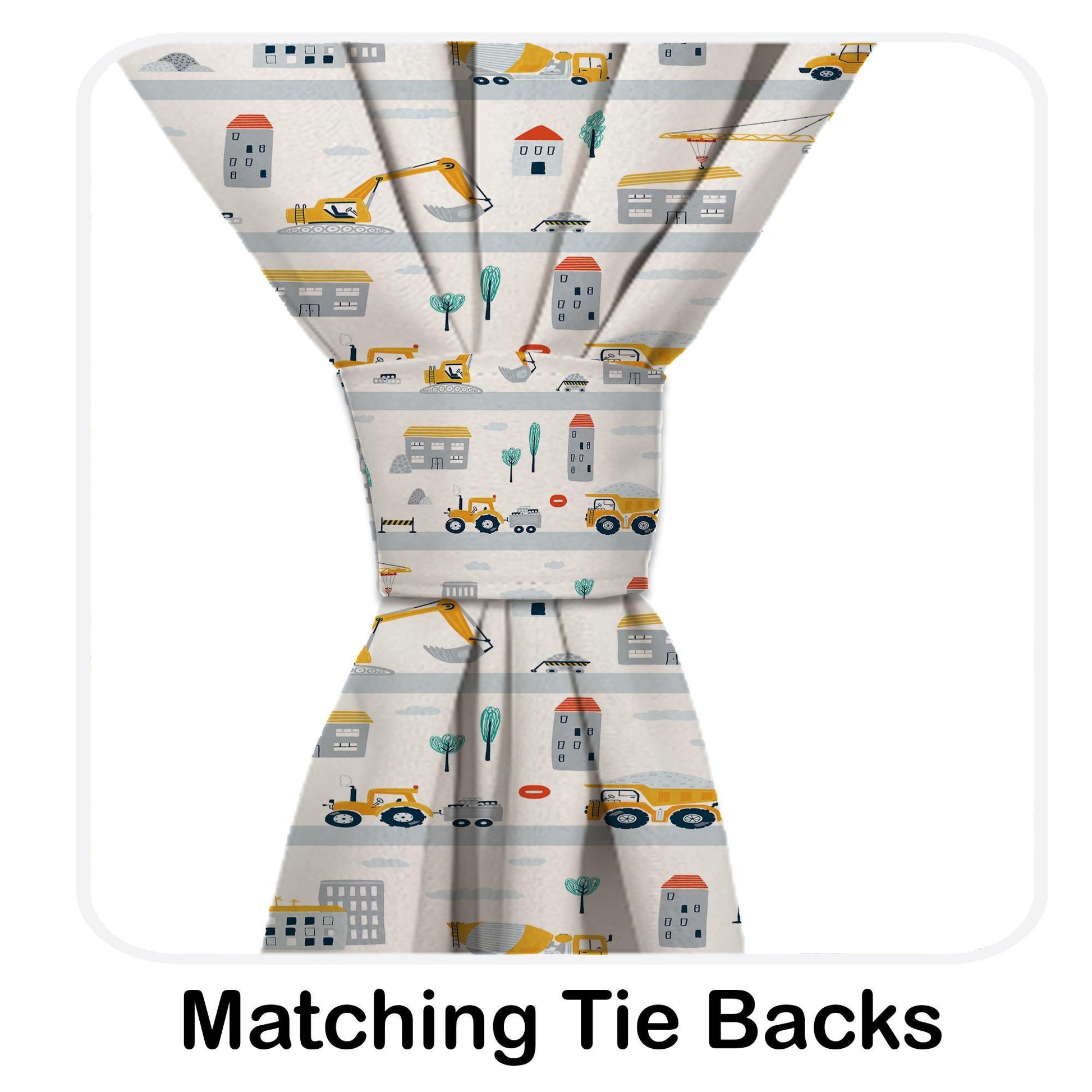 Road Construction Vehicles Kids Curtains with Pillowcase – Crane Bulldozer Excavator Nursery Rod Pocket Curtain for Boys Room, Custom Sizes