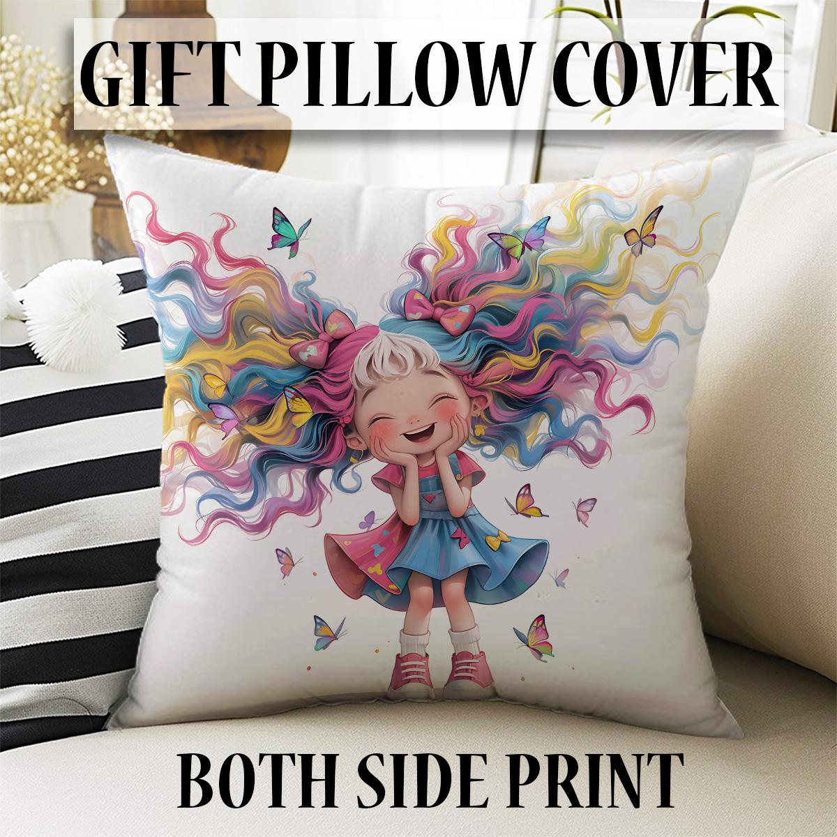Colorful Hairs Girls Kids Curtains & Pillow Covers, Custom Nursery Drapes, Room Decor for Girls ’ Bedroom Window Treatment