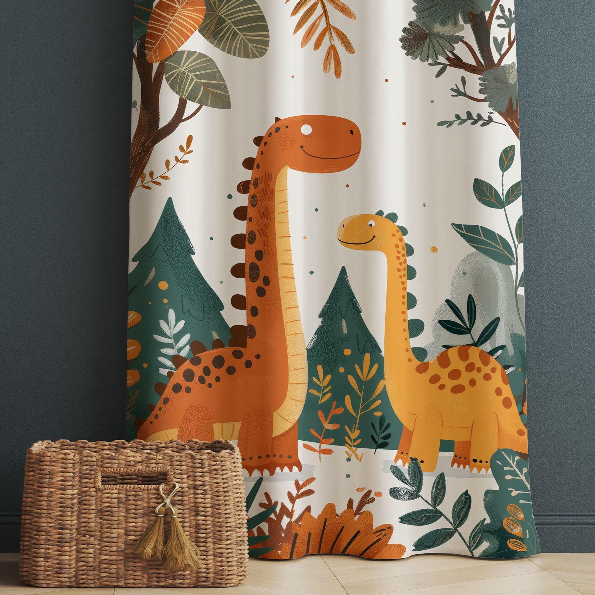 Dinosaur Kids Curtains & Gift Pillow Covers, Custom Dino Theme Nursery Drapes, Bedroom Window Treatment, Child Room Decor