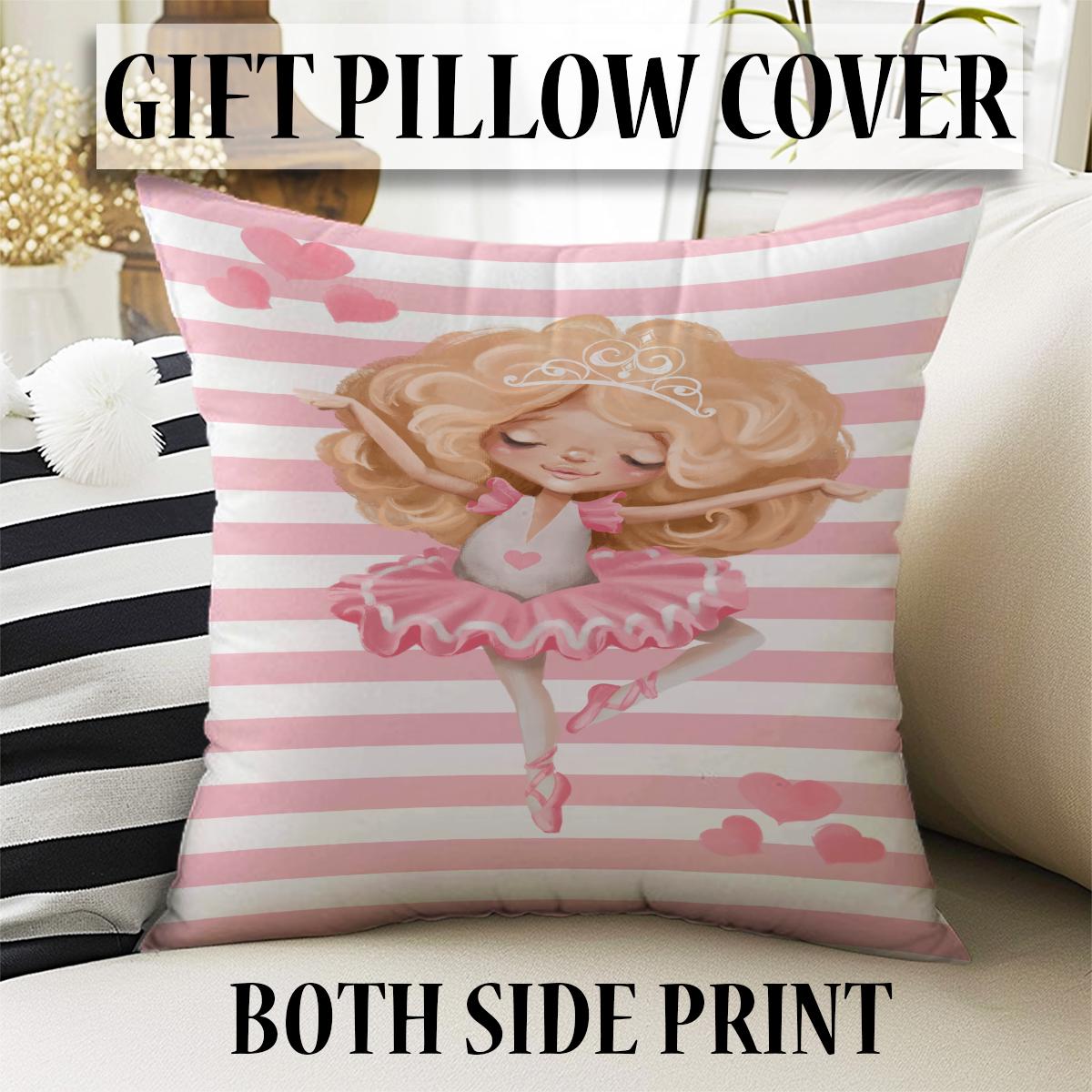 Cute Pink Blonde Ballerina Girl Nursery Curtains – Custom Kids Room Drapes & Cute Bedroom Window Treatment Decor with Gift Pillow Covers