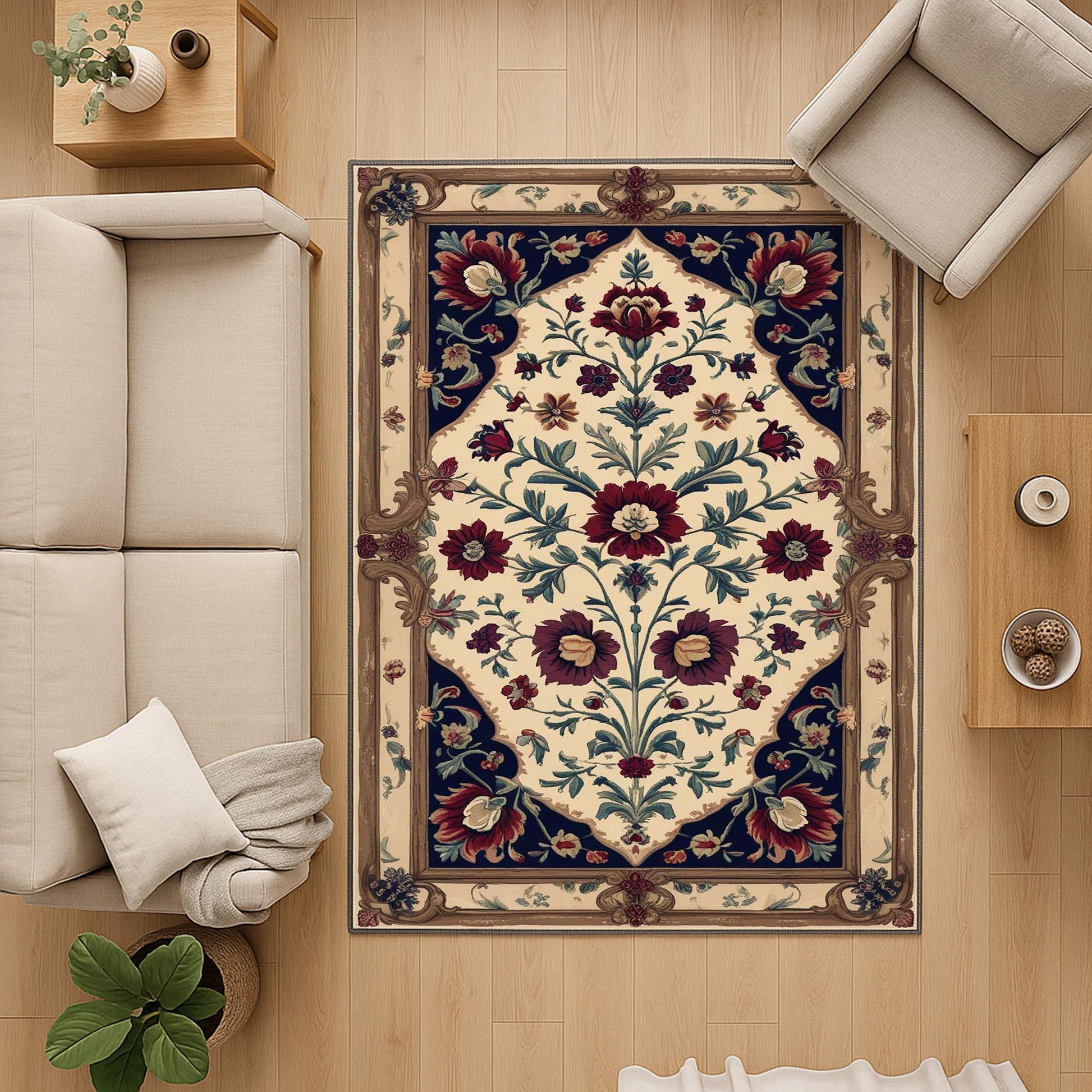 vintage rug, floral carpet, oriental border, victorian style, chenille rug, washable rug, classic decor, living room rug, bedroom carpet, tapestry rug, antique style, red floral rug, elegant carpet
