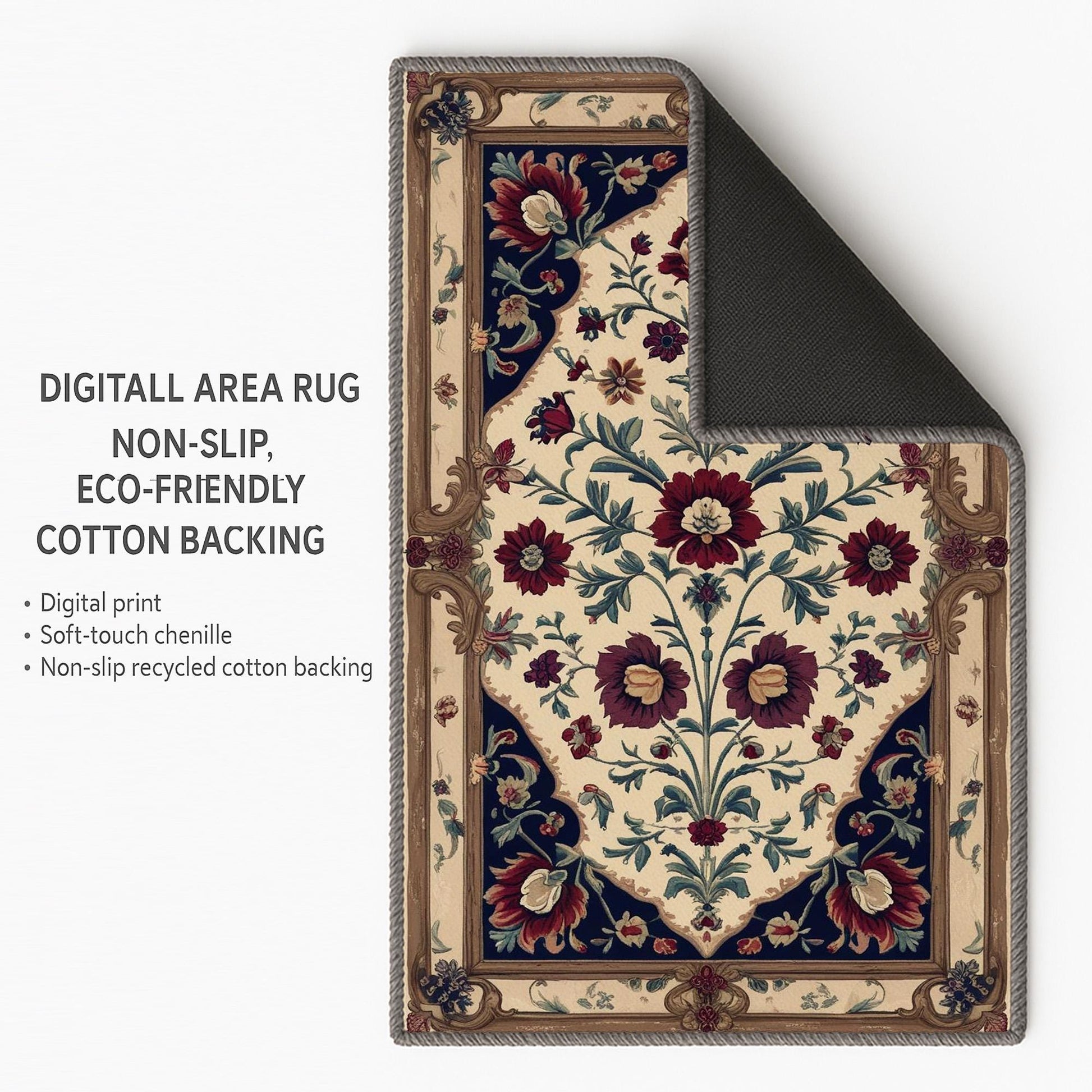 vintage rug, floral carpet, oriental border, victorian style, chenille rug, washable rug, classic decor, living room rug, bedroom carpet, tapestry rug, antique style, red floral rug, elegant carpet