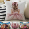 Fairy Pink Princess Kids Room Decor Pillow Covers, Bold Nursery Cushion & Decorative Throw Pillowcases for Girls Playroom