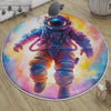 Space Themed Round Kids Rug with Astronaut Design & Pillow Case, Colorful Nursery Room Decor, Baby Toddler Gift