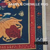 Magpie Rug with Rose Floral Design, Washable Cottagecore Decorative Carpet, Unique Nature & Bird Accent, Chenille Washable Rug