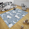 Round Blue White Lamb Moon Star Nursery Room Rug|Bestselling Kids Room Rugs|Handmade Kid&#39;s Carpets|Handmade Kids Room Rug|Cute Baby Rugs