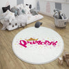 Round White Pink Princess Nursery Room Rug, Cute Rainbow Rug For Kids Room, Playground Rug, Baby Rug, Nursery Decor with pillow case gift