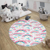 Round Rainbow Clouds Stars Nursery Room Rug, Cute Girl Rug For Kids Room, Playground Rug, Baby Rug, Nursery Decor with pillow case gift