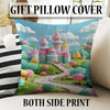 Round Candy Princess Castle  Kids Room Rug, Cute Girl Rug For Kids Room, Playground Rug, Baby Rug, Nursery Decor with pillow case gift