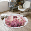Round Fairy Princess Flowers Kids Room Rug, Cute Girl Rug For Kids Room, Playground Rug, Baby Rug, Nursery Decor with pillow case gift